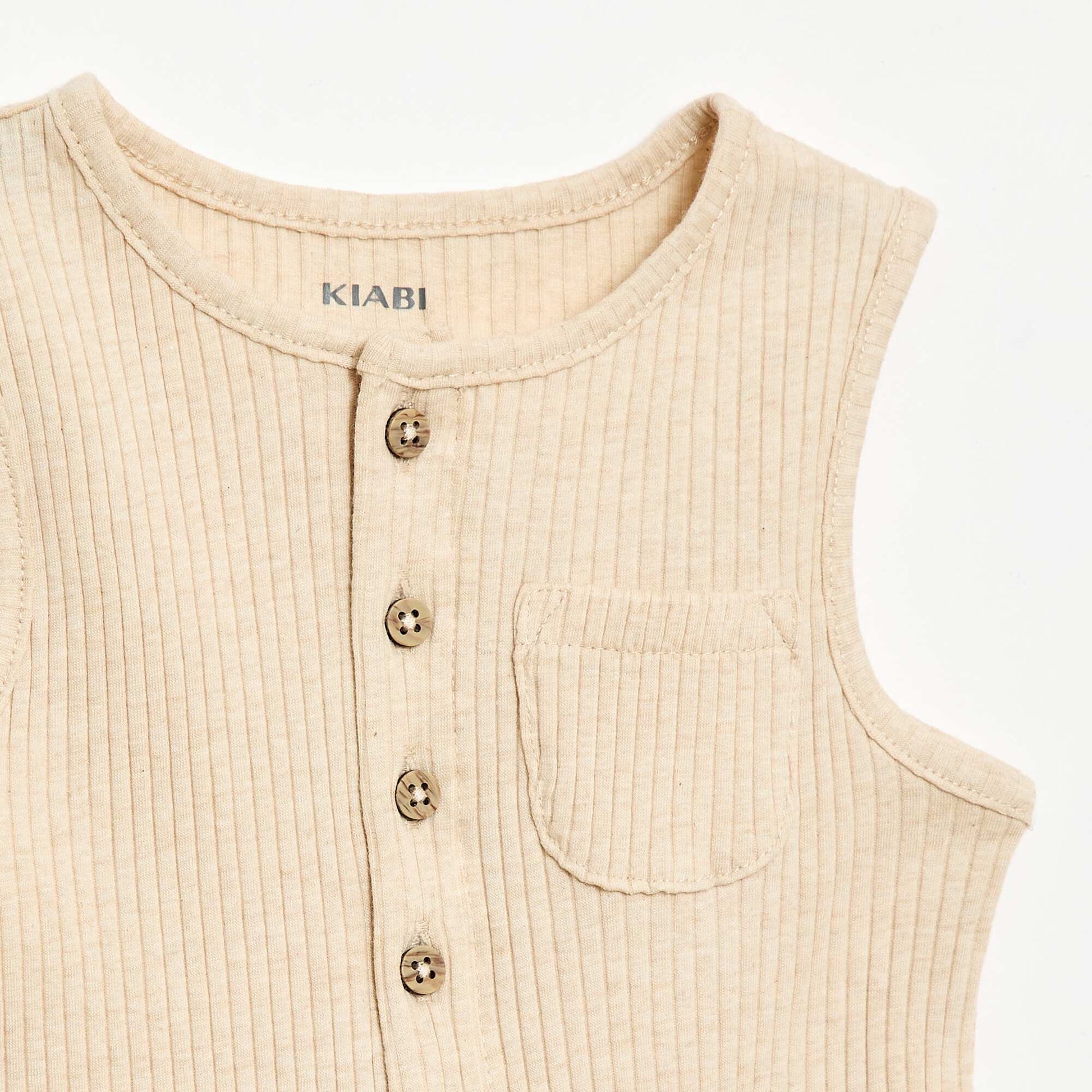 Barboteuse courte en maille côtelée BEIGE