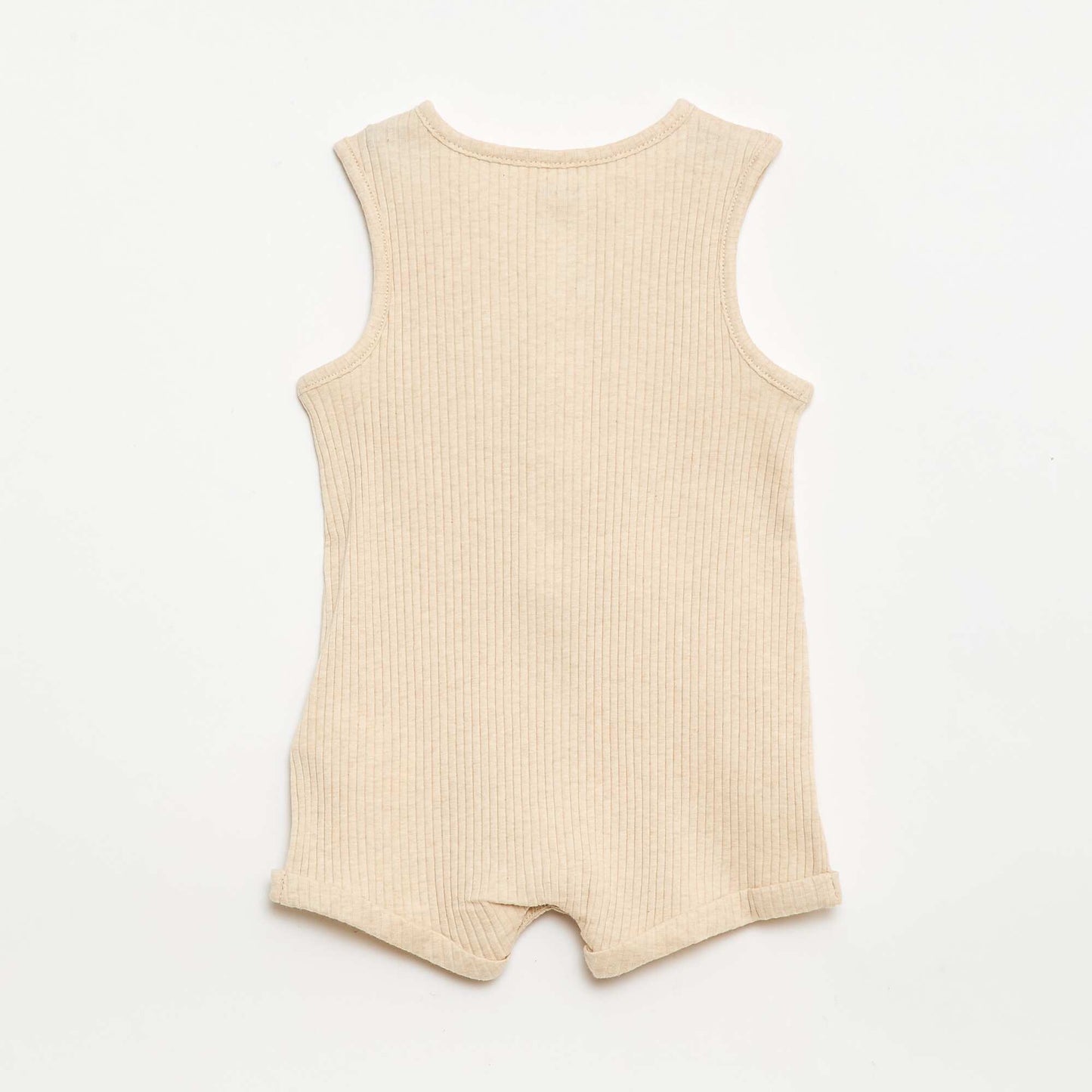 Barboteuse courte en maille côtelée BEIGE