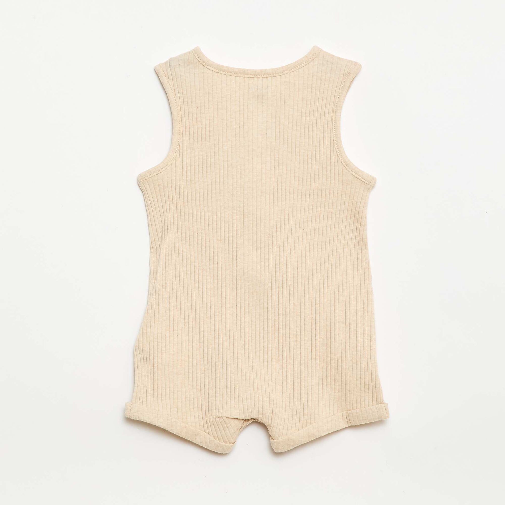 Barboteuse courte en maille côtelée BEIGE