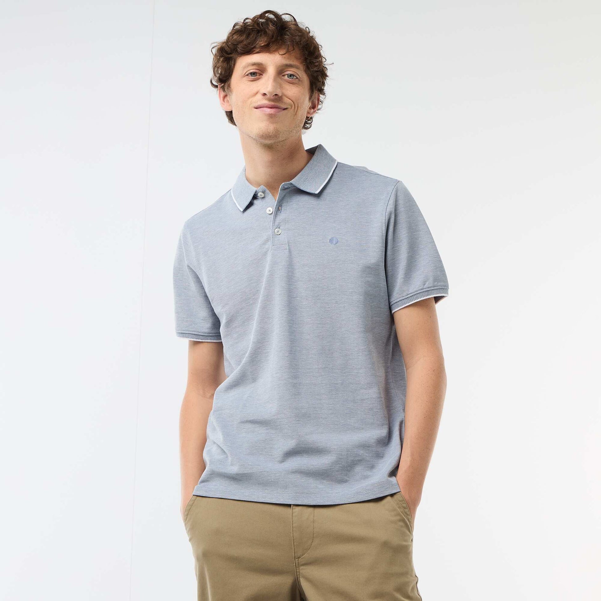 Polo avec broderie sur poitrine BLEU