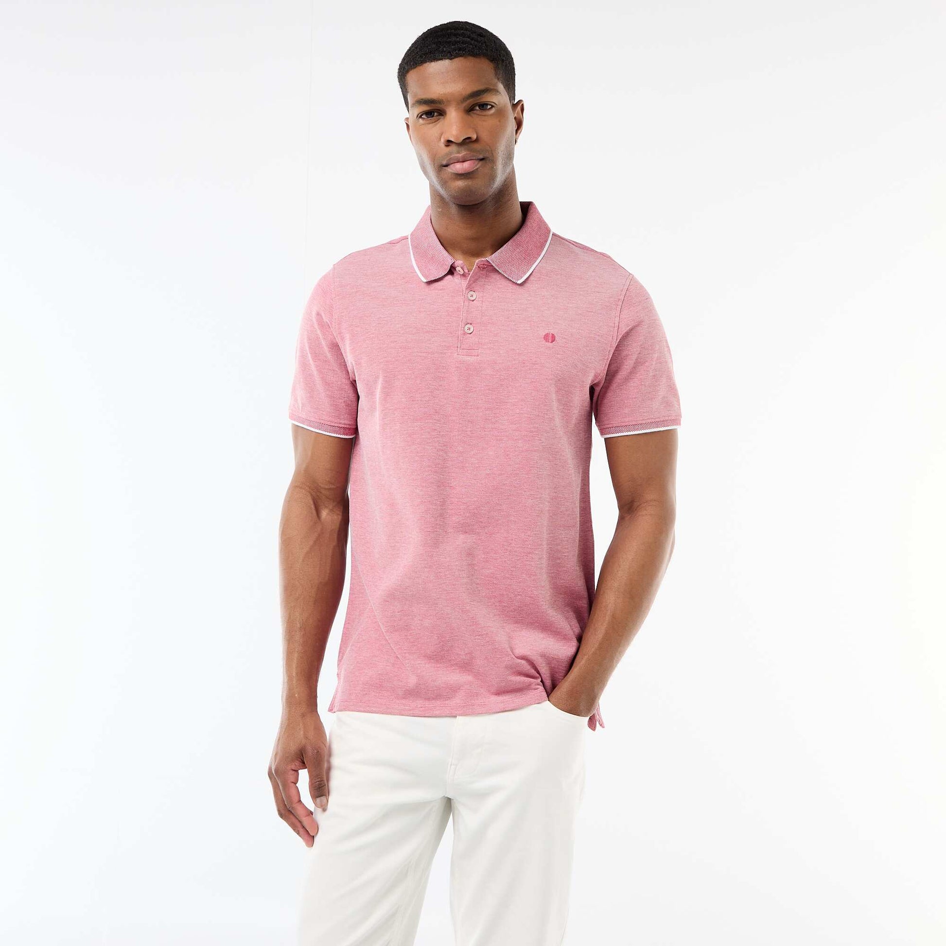 Polo avec broderie sur poitrine ROUGE