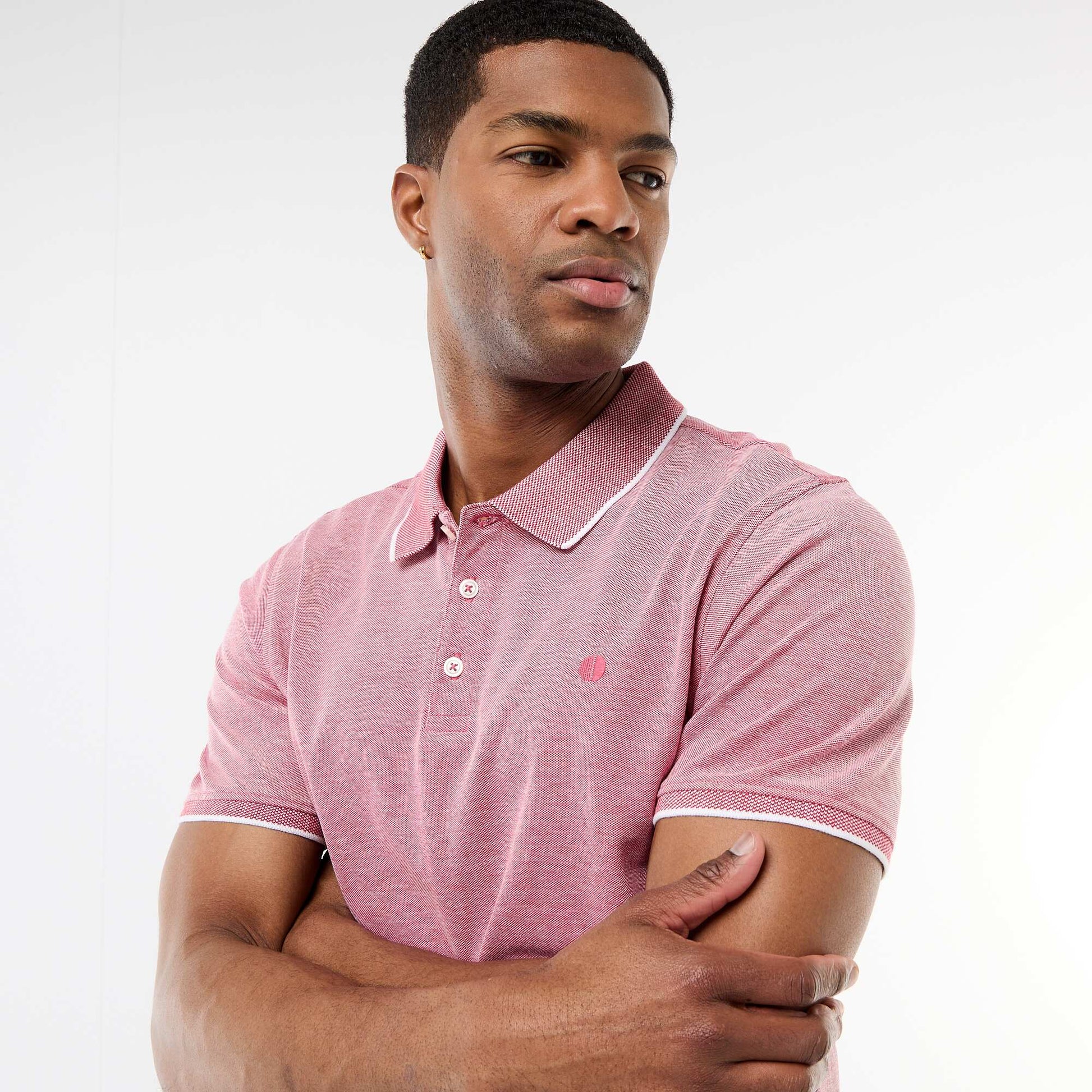Polo avec broderie sur poitrine ROUGE