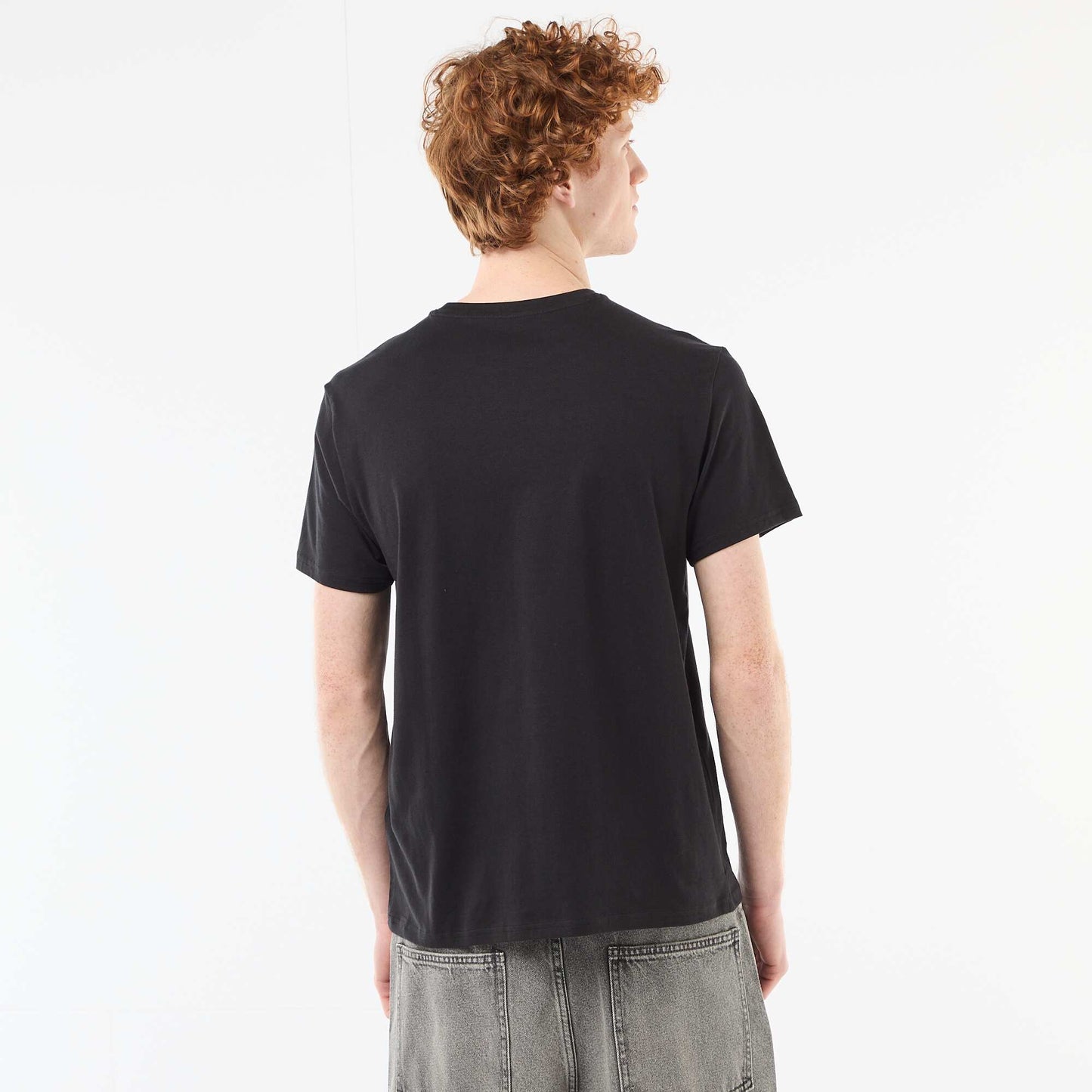T-shirt col rond imprimé en coton BLANC