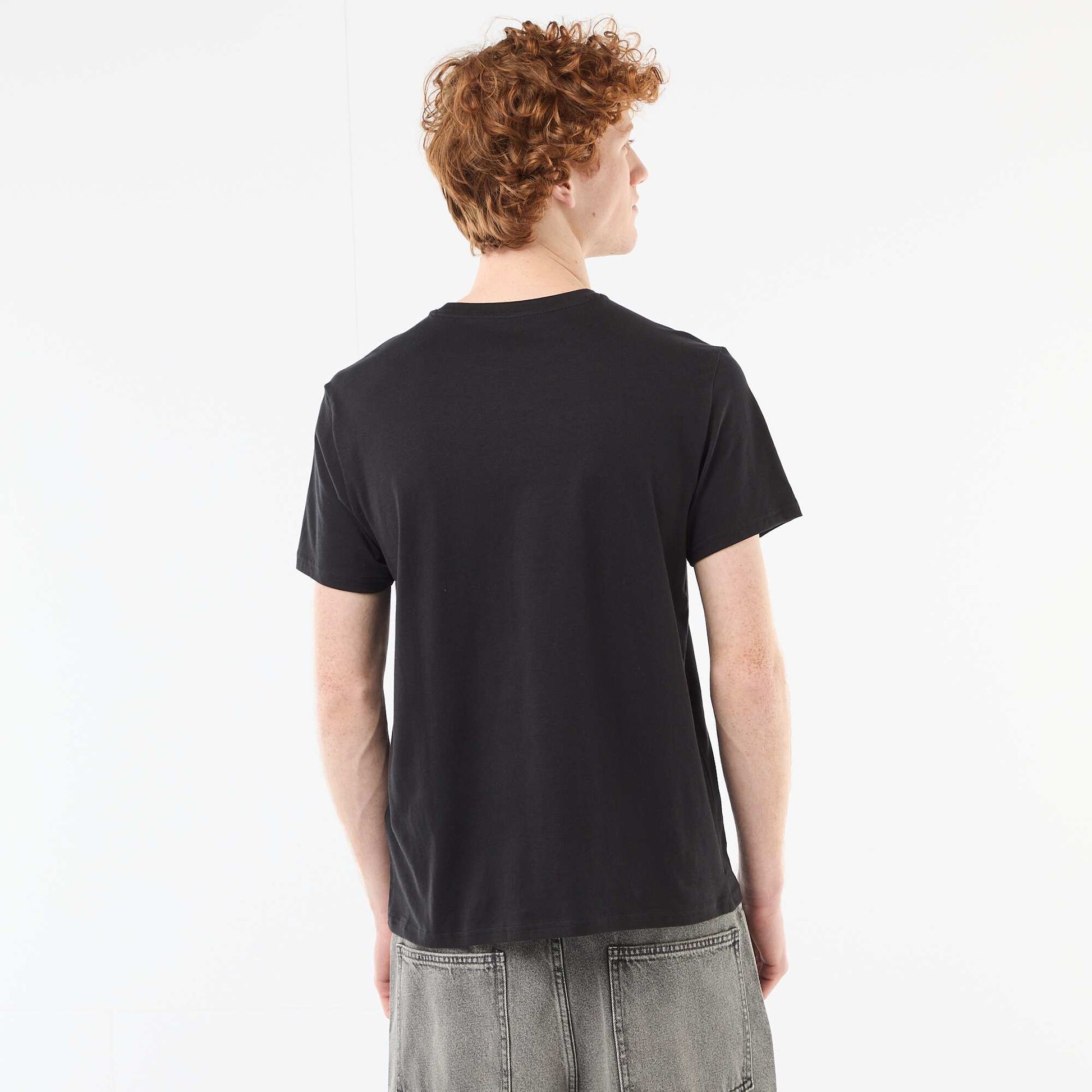 T-shirt col rond imprimé en coton BLANC