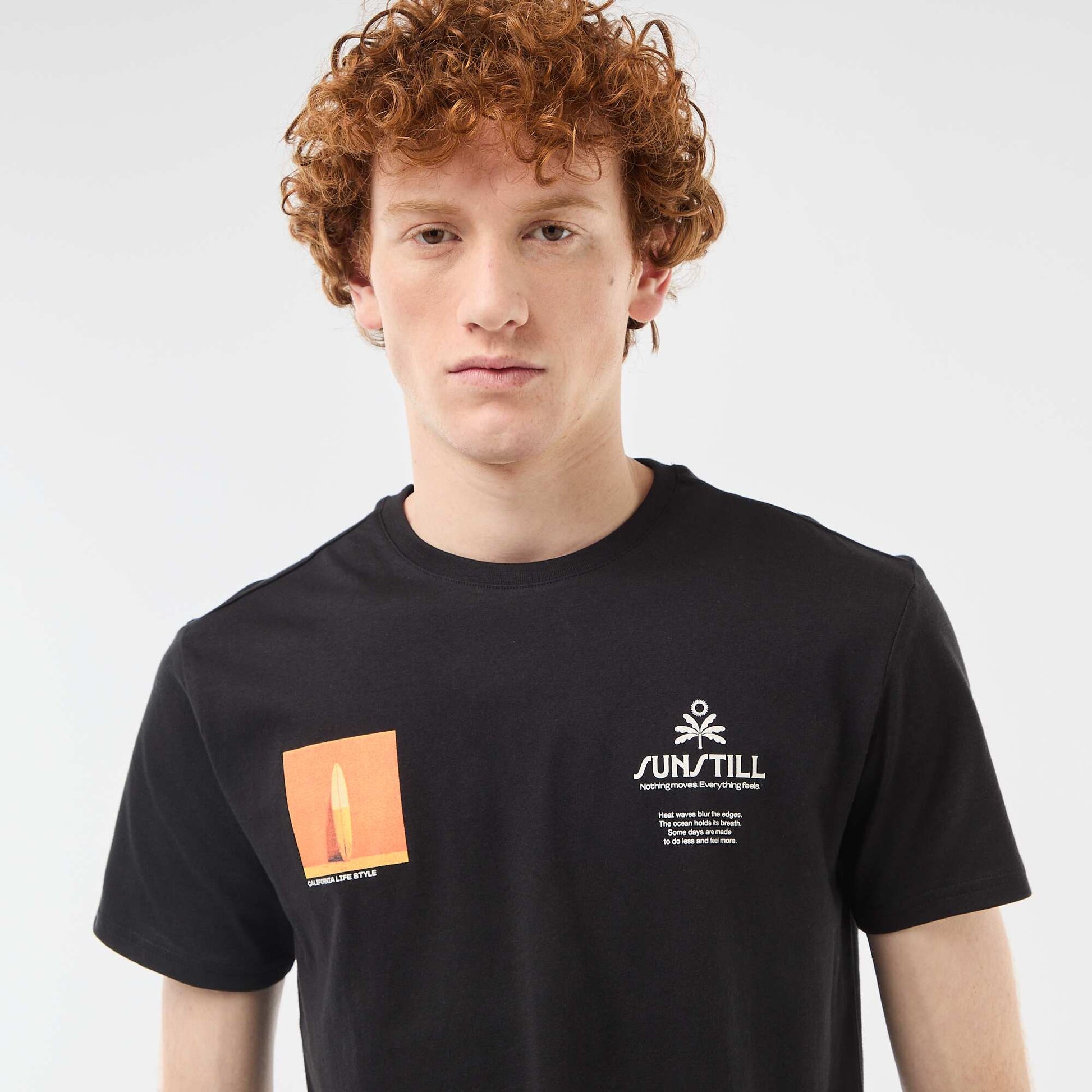 T-shirt col rond imprimé en coton BLANC