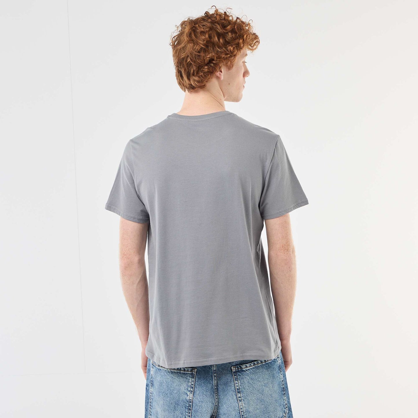 T-shirt col rond imprimé en coton GRIS
