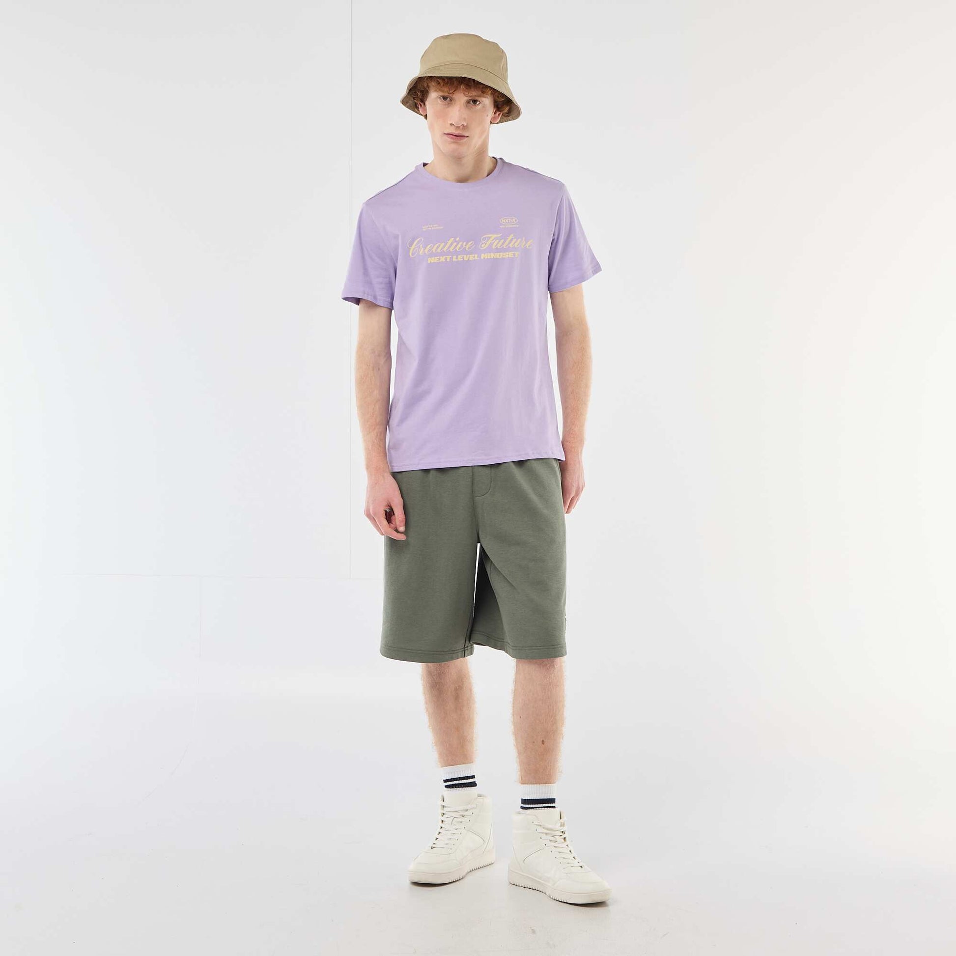 T-shirt col rond imprimé en coton VIOLET