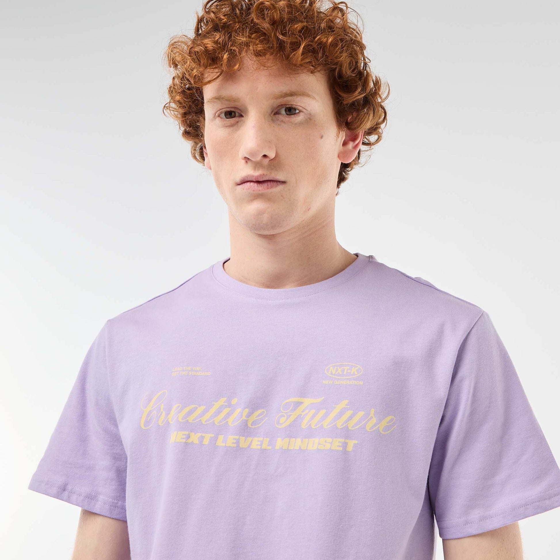 T-shirt col rond imprimé en coton VIOLET