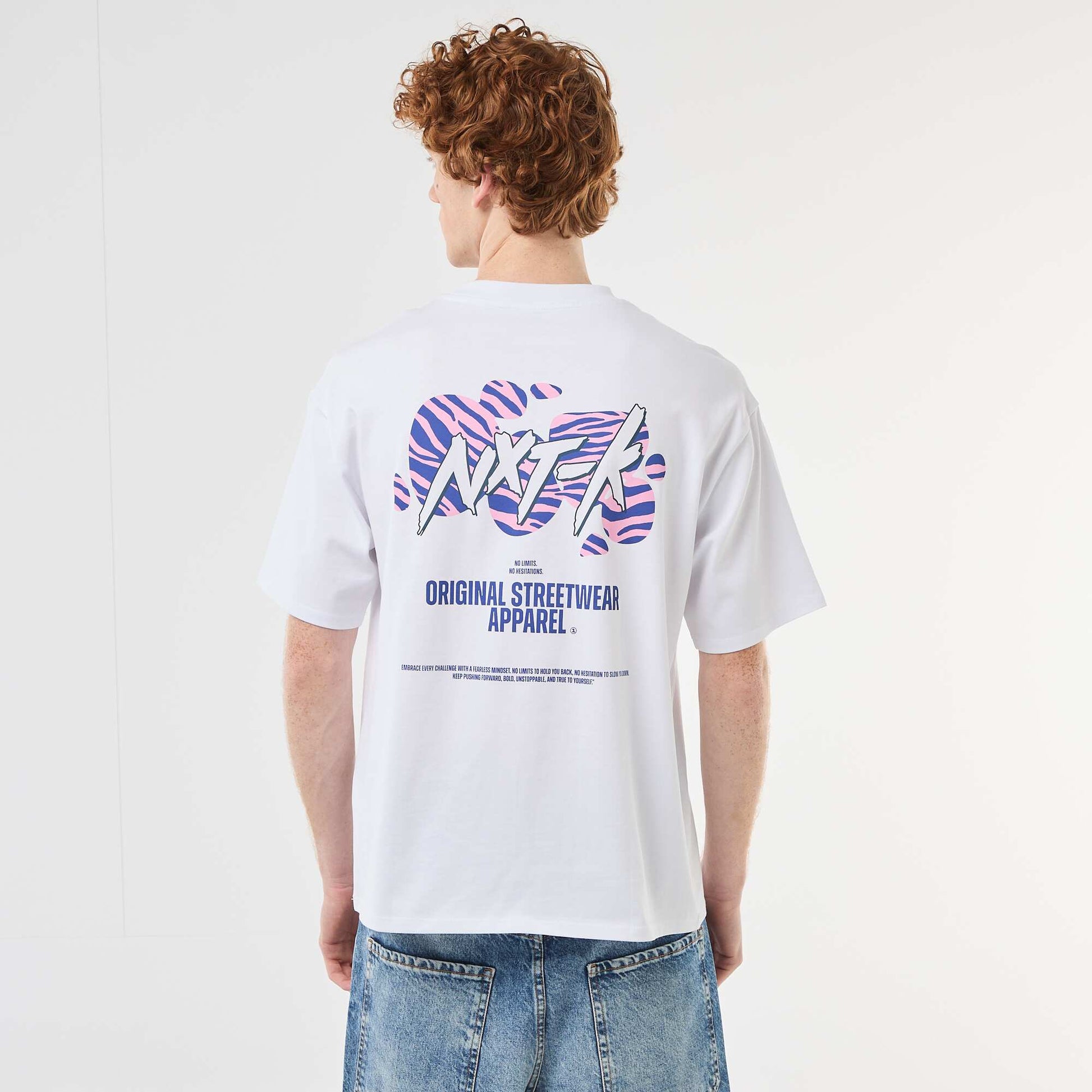T-shirt imprimés devant et dos en coton uni BLANC