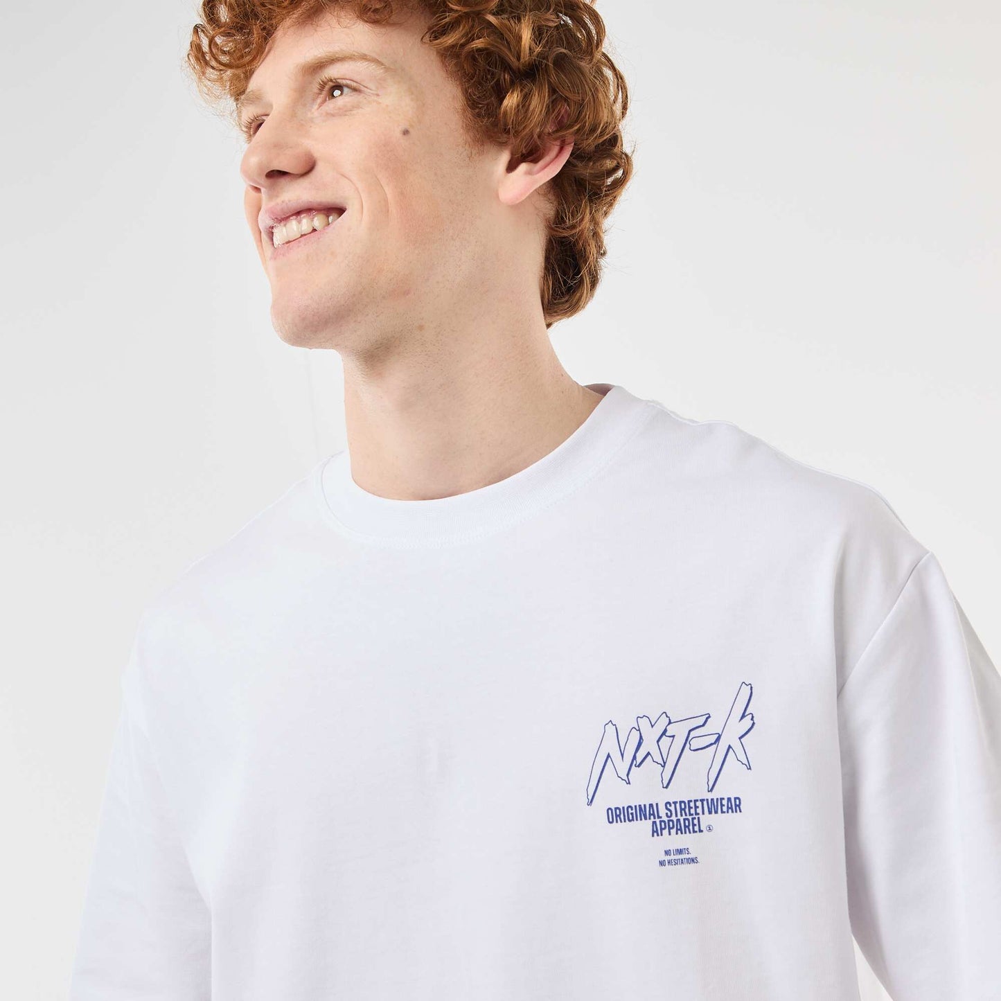 T-shirt imprimés devant et dos en coton uni BLANC
