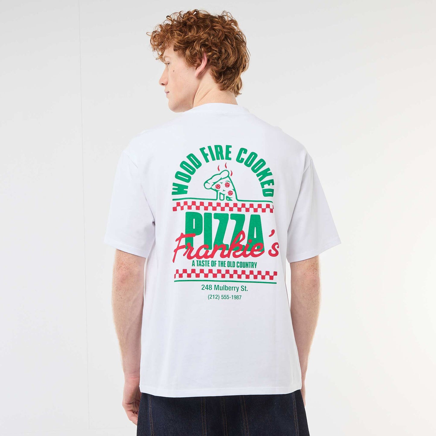 T-shirt imprimés devant et dos en coton uni BLANC