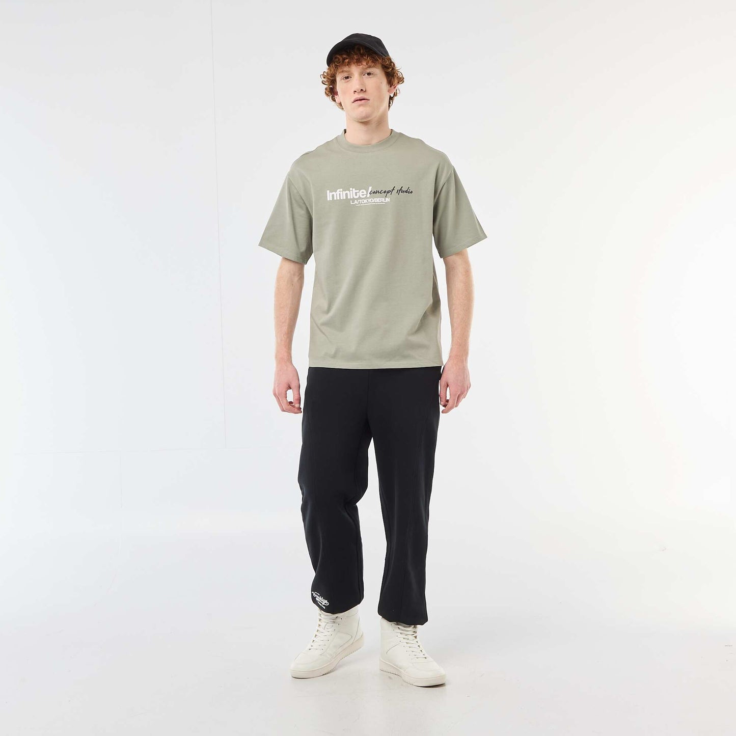 T-shirt imprimés devant et dos en coton uni VERT