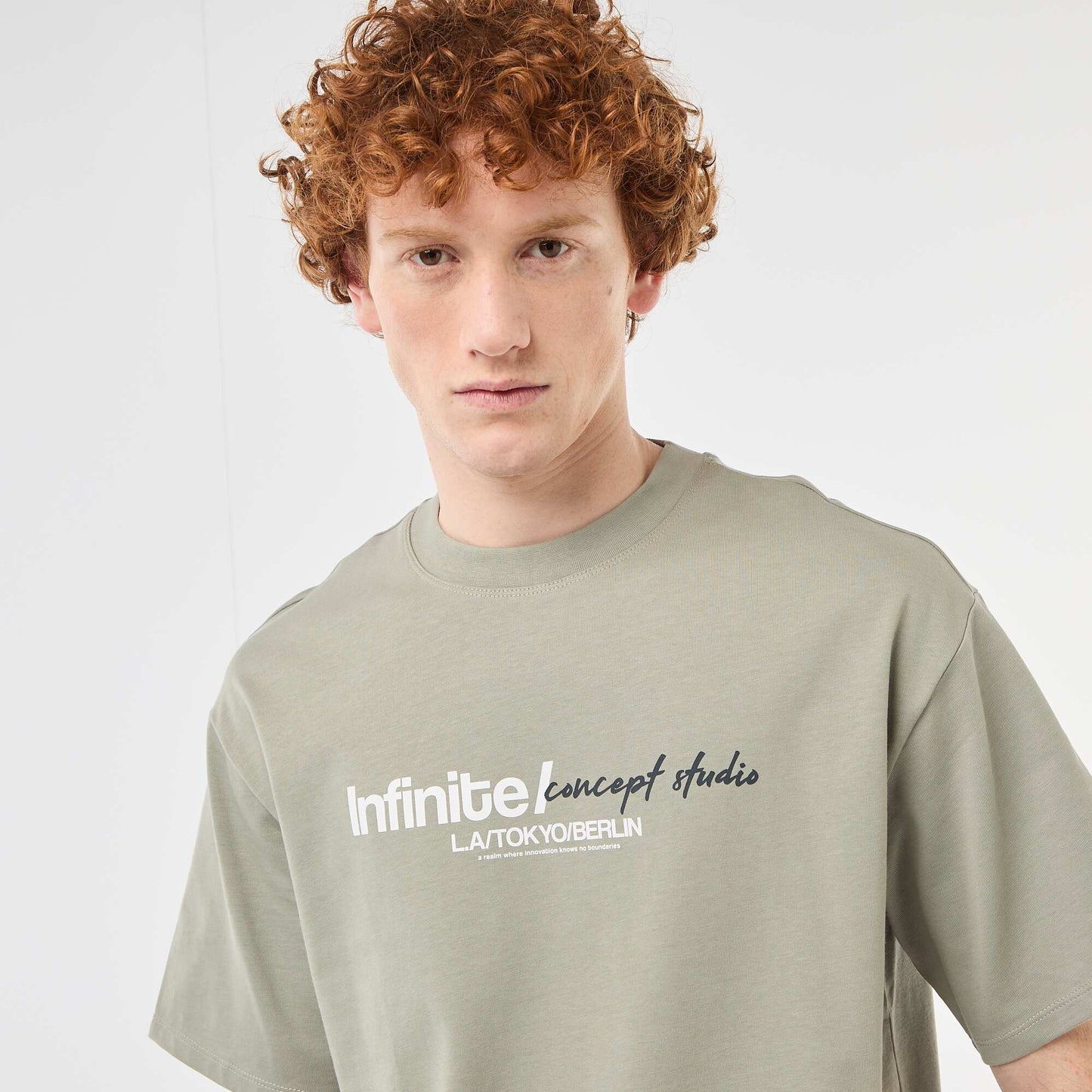 T-shirt imprimés devant et dos en coton uni VERT