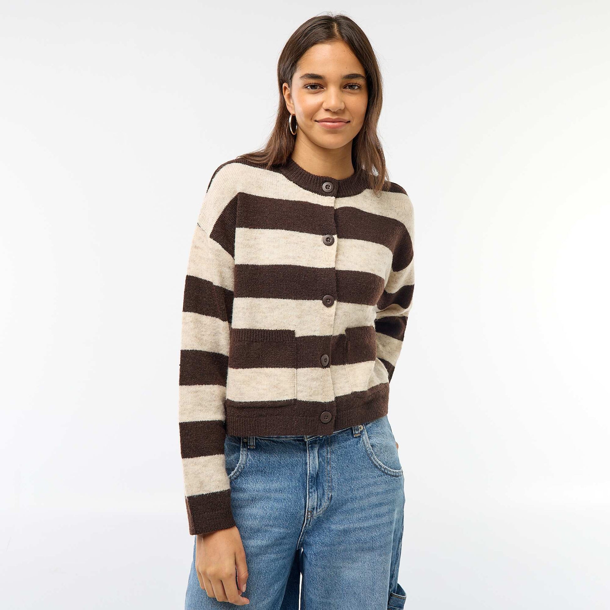 Gilet boutonné avec 2 poches plaquées BEIGE