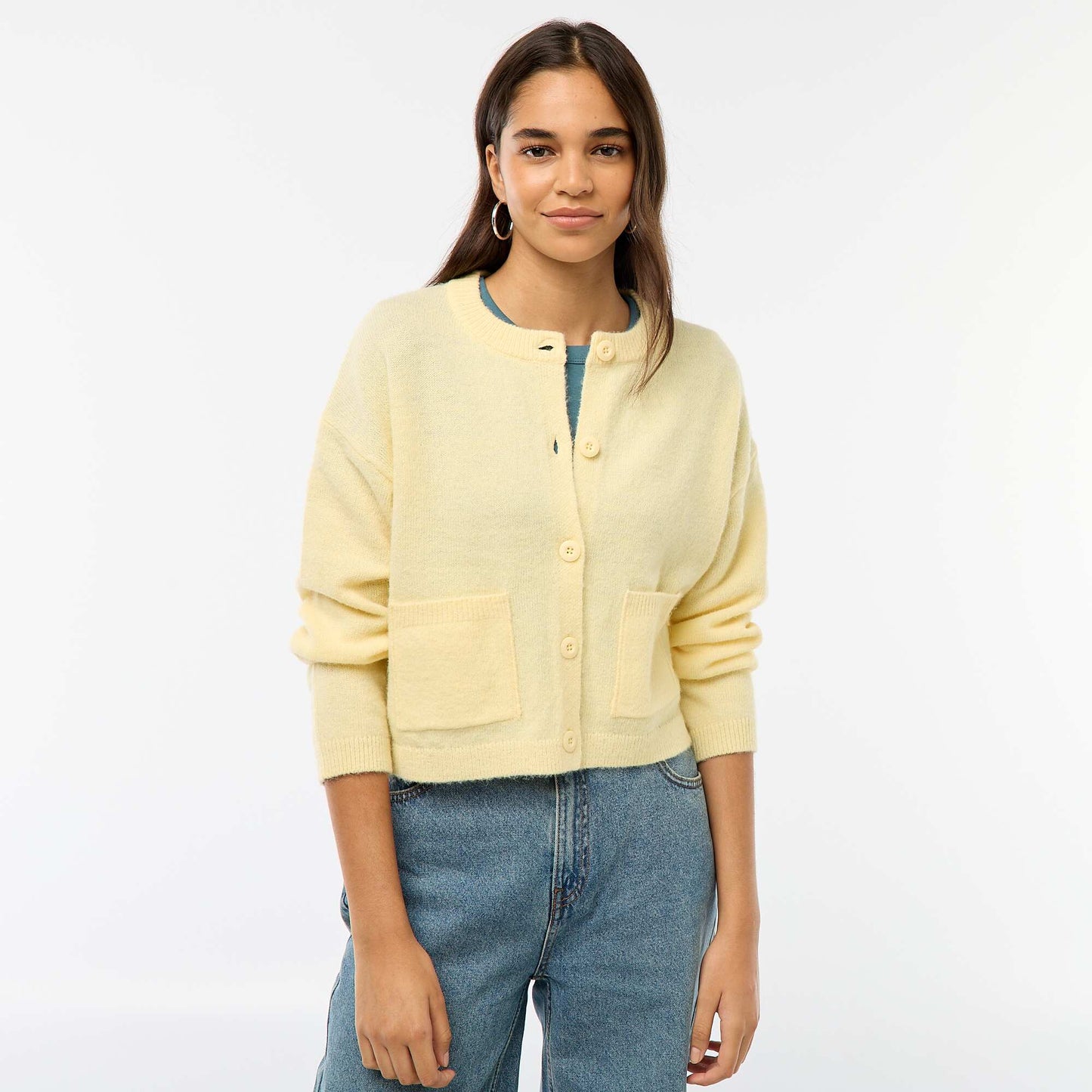Gilet boutonné avec 2 poches plaquées JAUNE