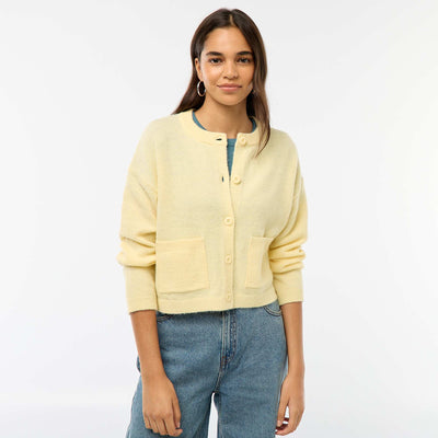 Gilet boutonné avec 2 poches plaquées JAUNE