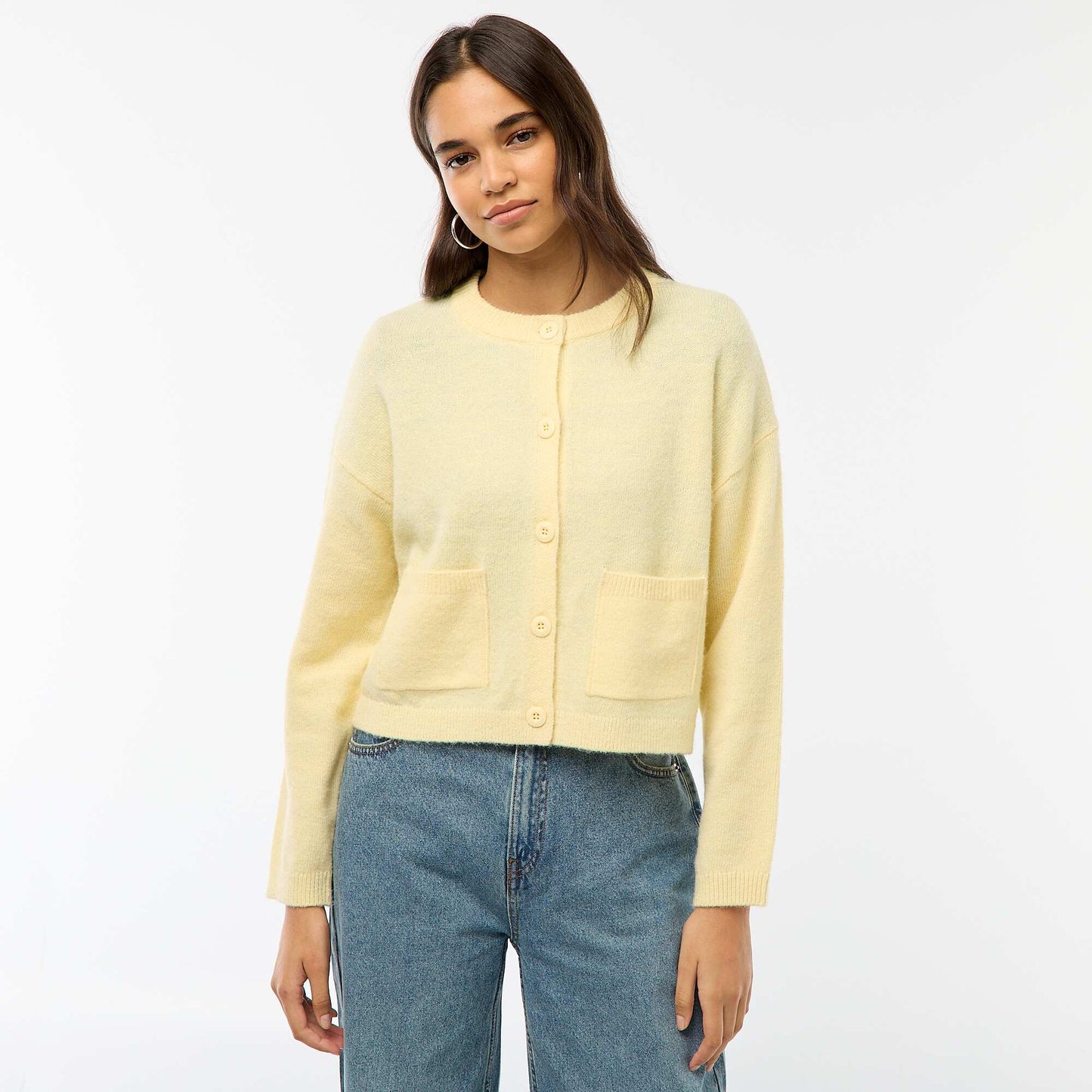Gilet boutonné avec 2 poches plaquées JAUNE