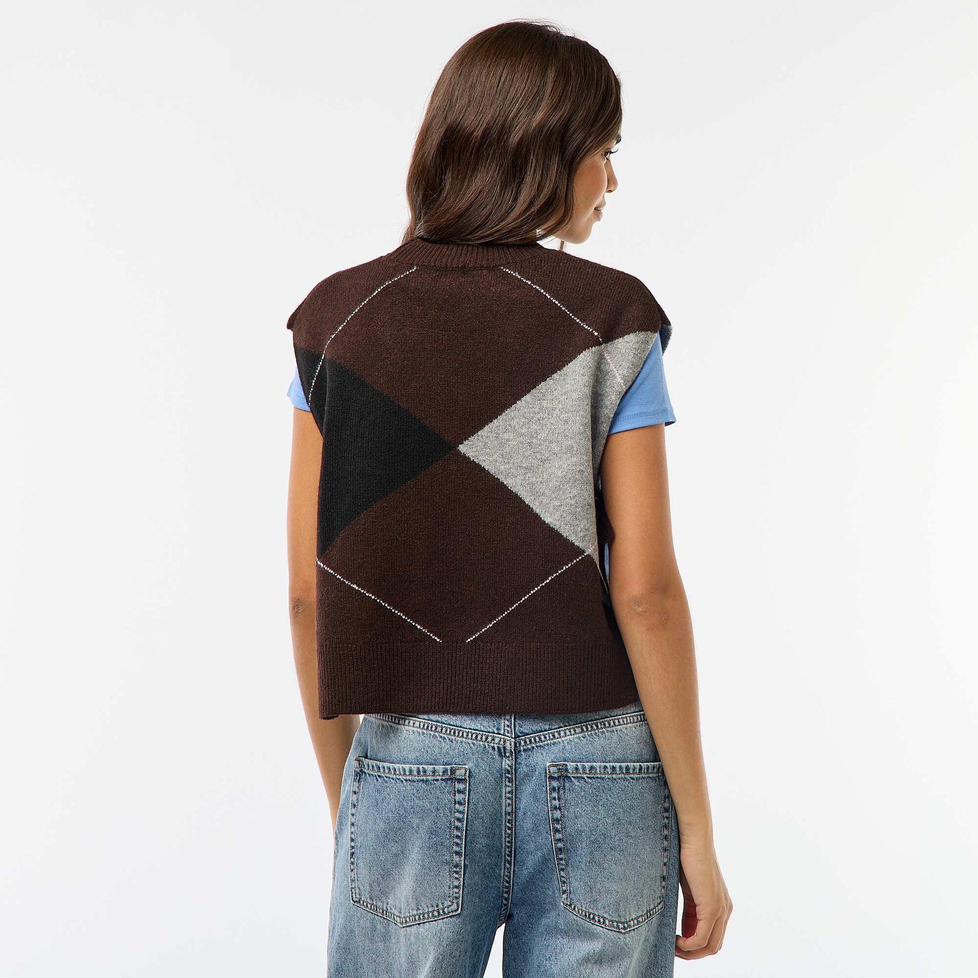 Pull sans manches avec liens à nouer sur les côtés MARRON