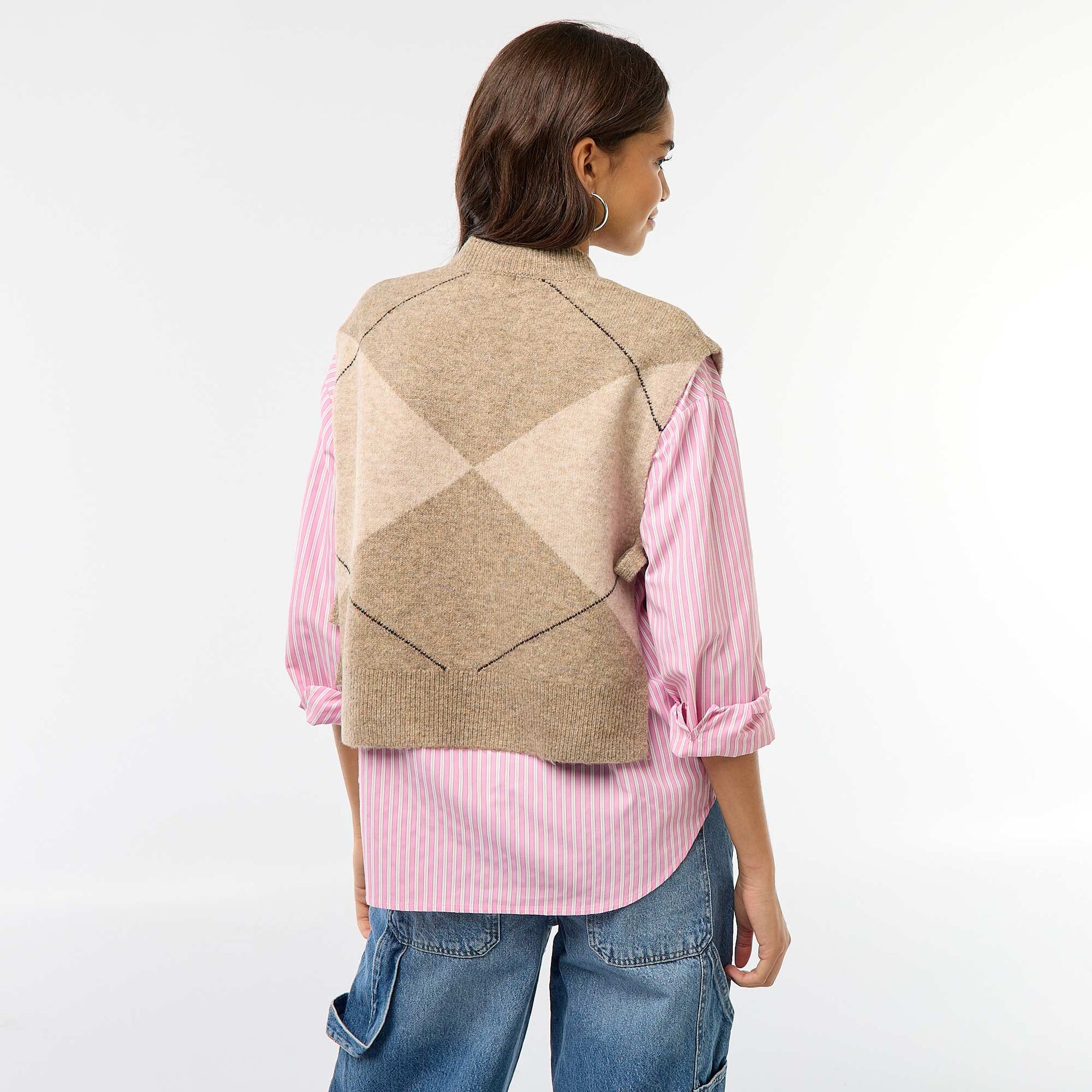 Pull sans manches avec liens à nouer sur les côtés BEIGE