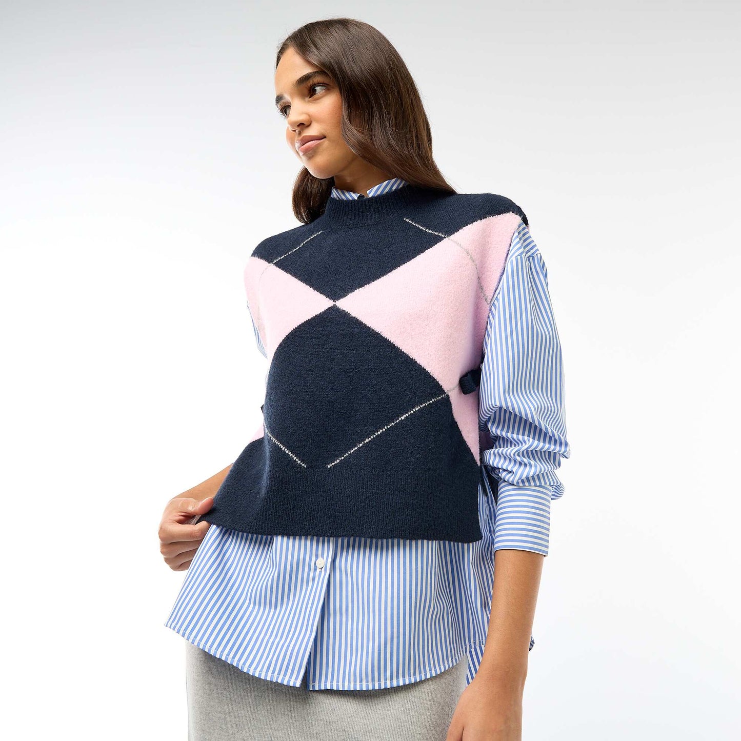 Pull sans manches avec liens à nouer sur les côtés BLEU
