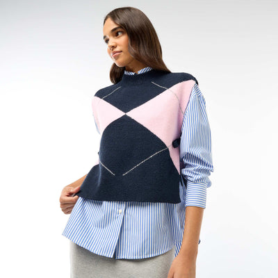 Pull sans manches avec liens à nouer sur les côtés BLEU