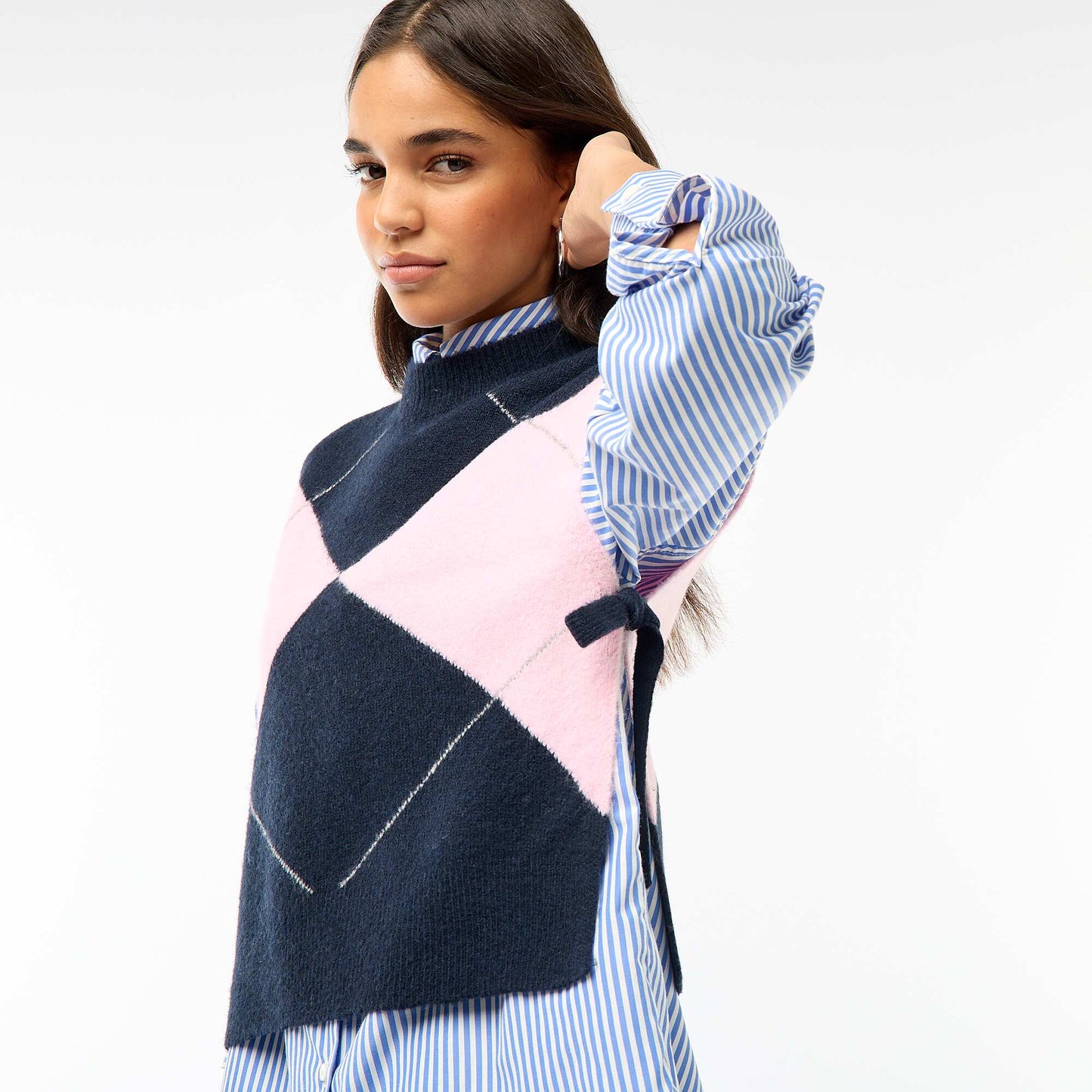 Pull sans manches avec liens à nouer sur les côtés BLEU