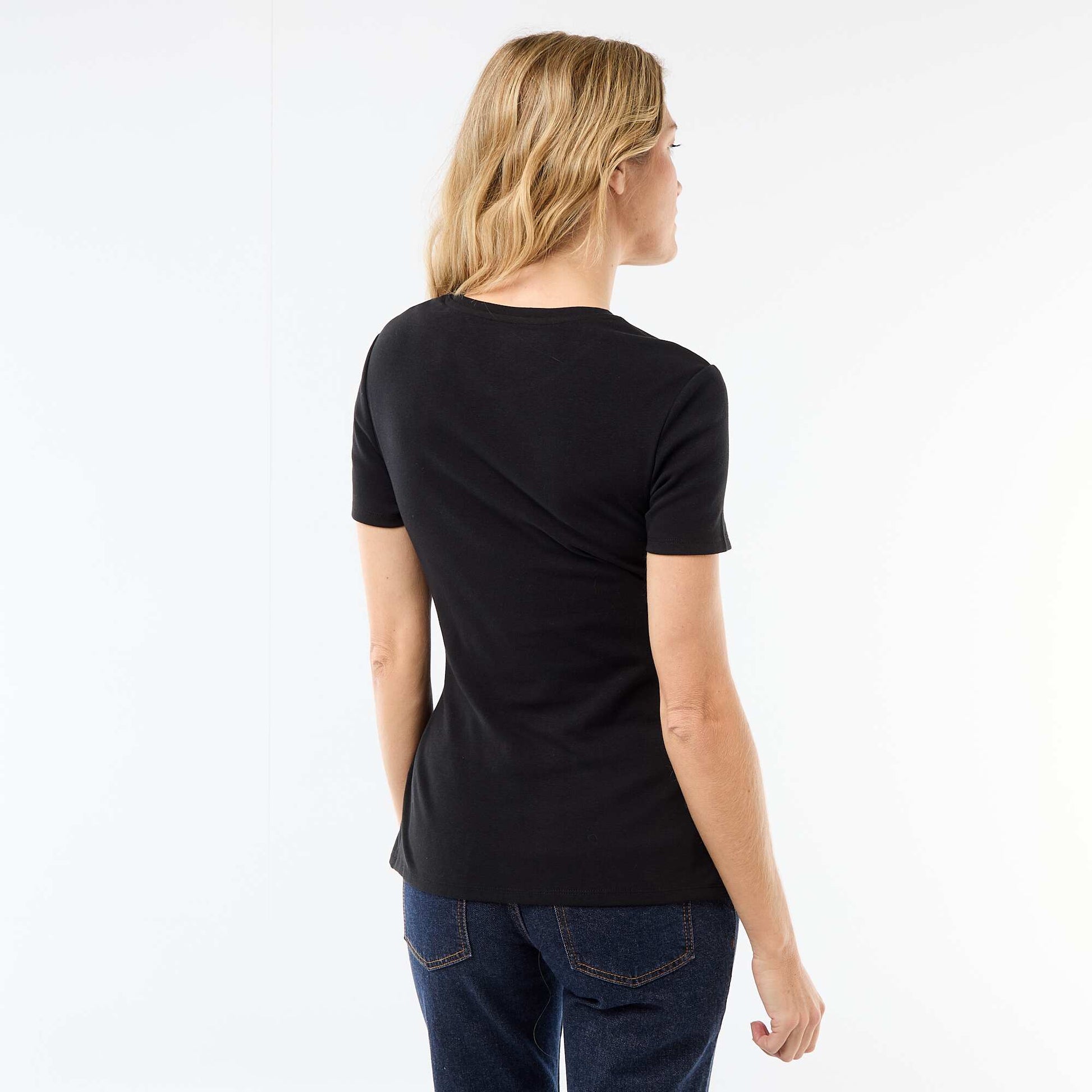 T-shirt de maternité avec col rond drapé NOIR