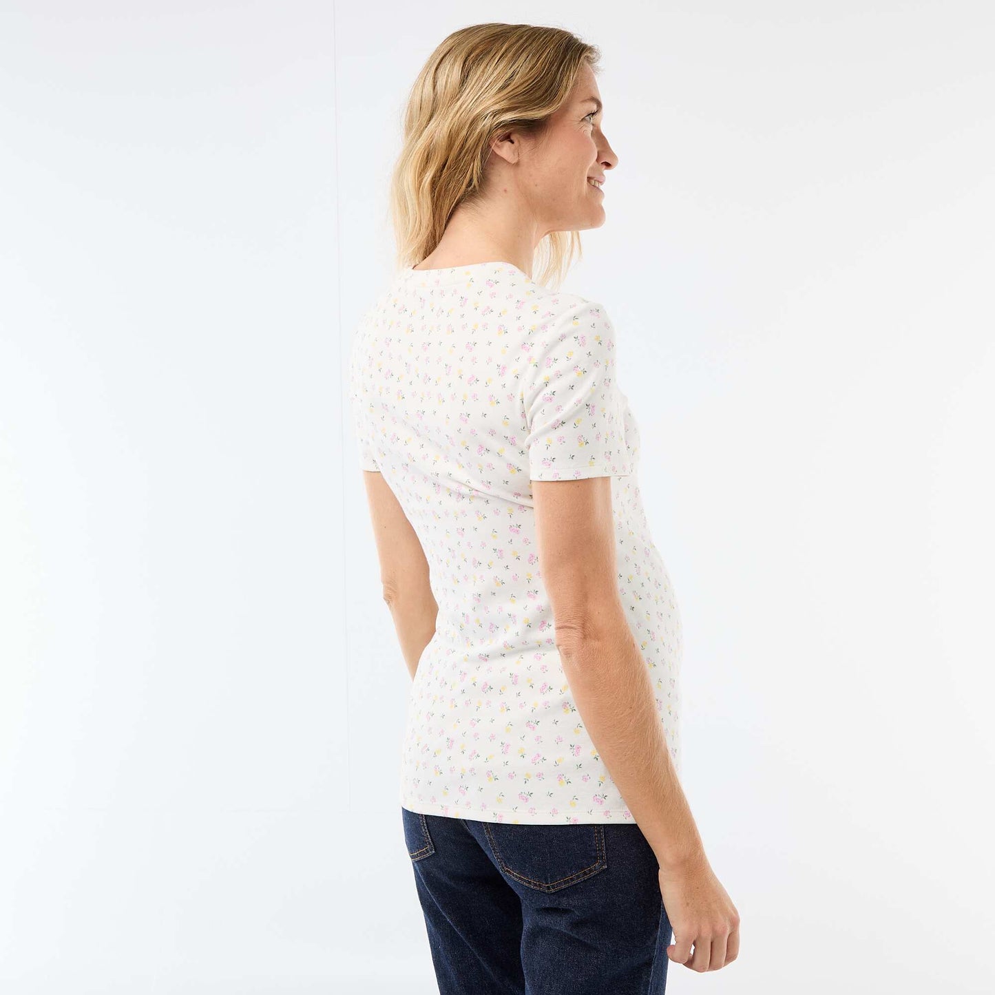 T-shirt de maternité avec col rond drapé BEIGE