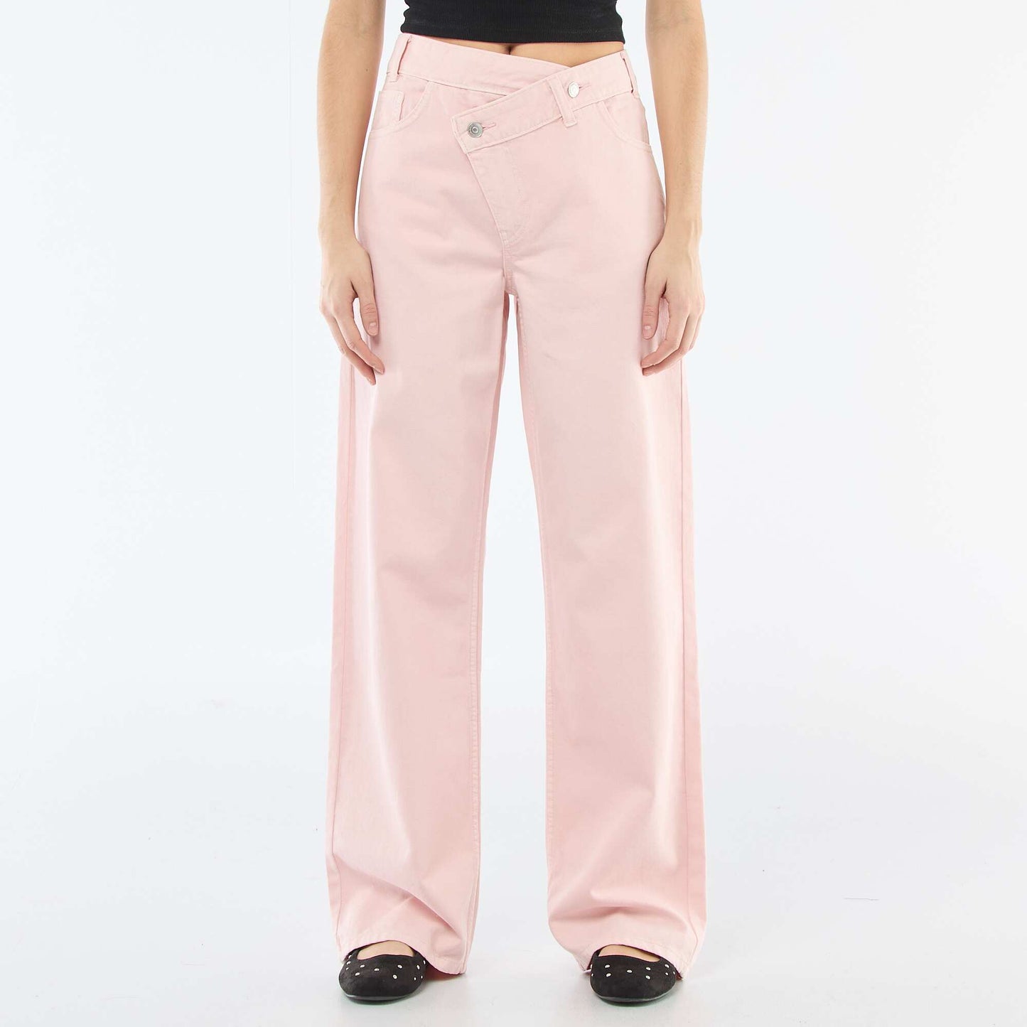 Pantalon twill ouverture asymétrique ROSE