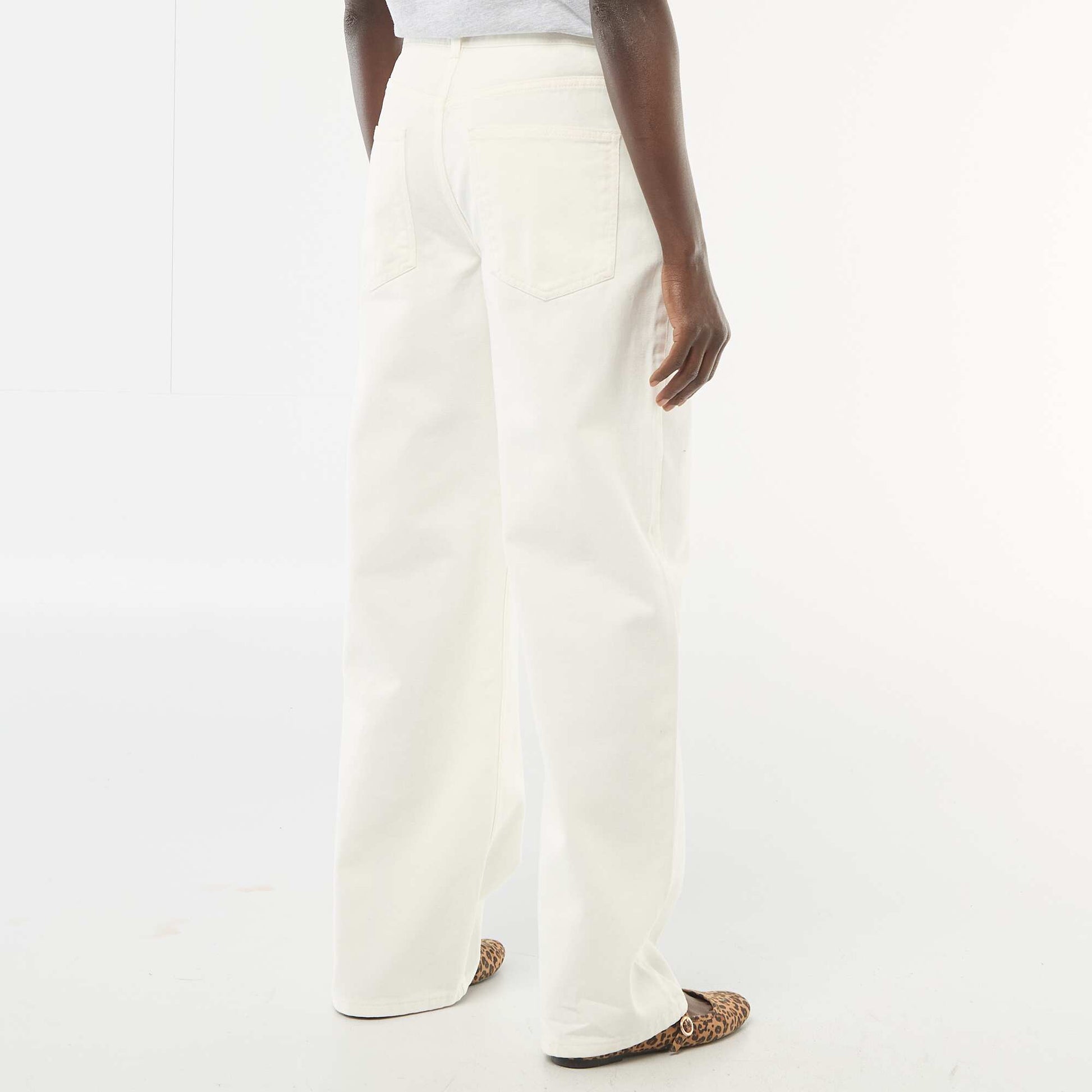 Pantalon twill ouverture asymétrique BEIGE