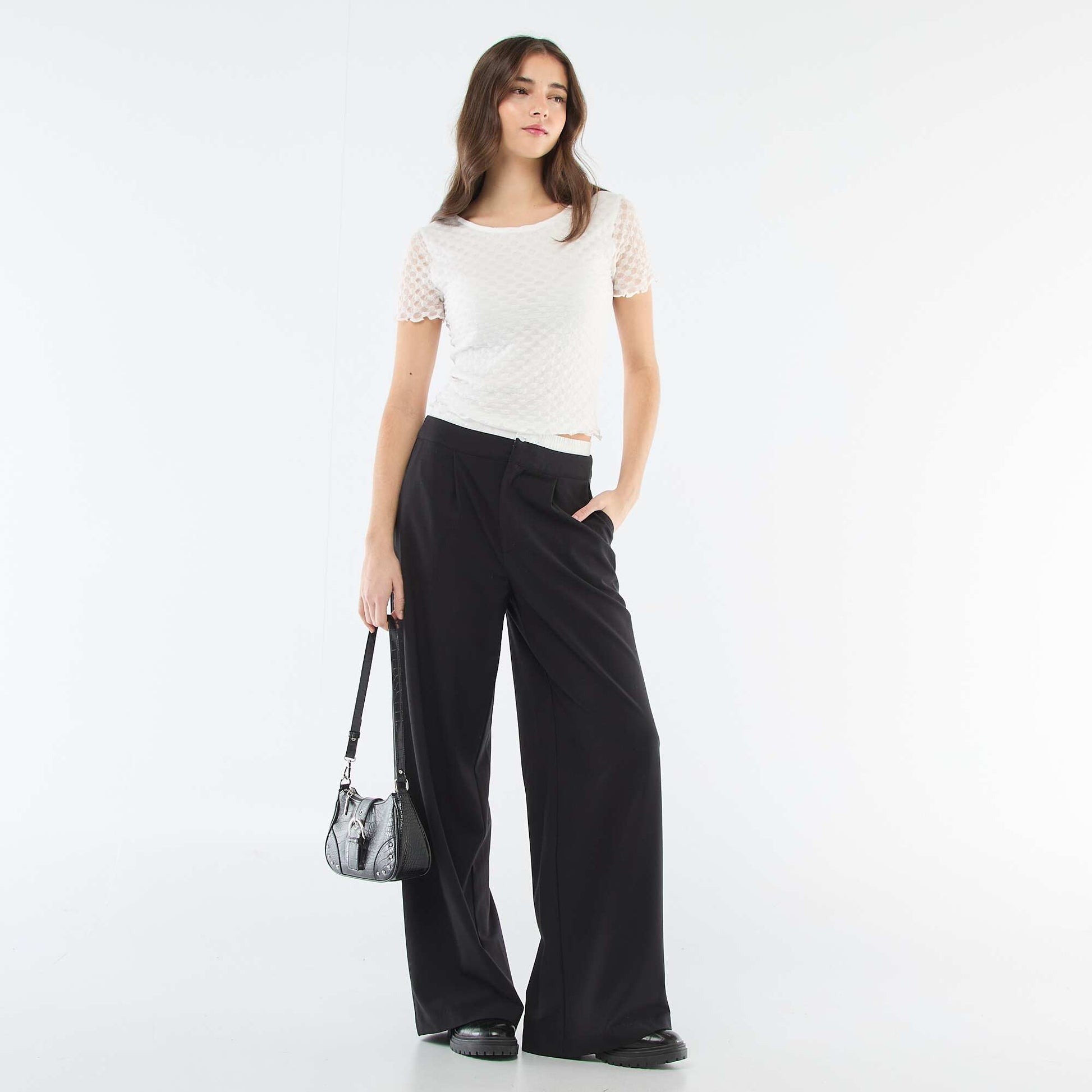 Pantalon large avec taille boxer NOIR