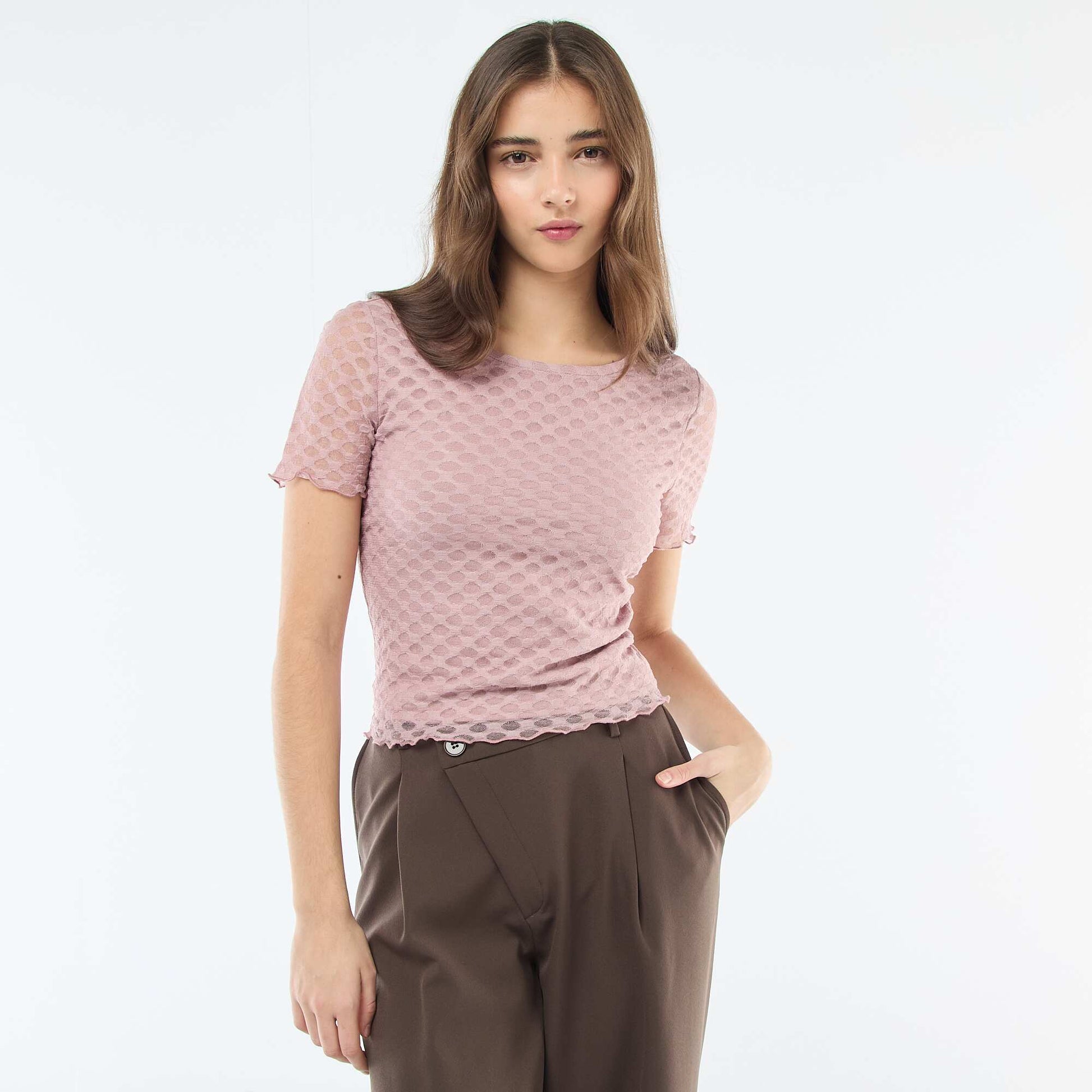 Tee-shirt en dentelle avec dos échancré ROSE