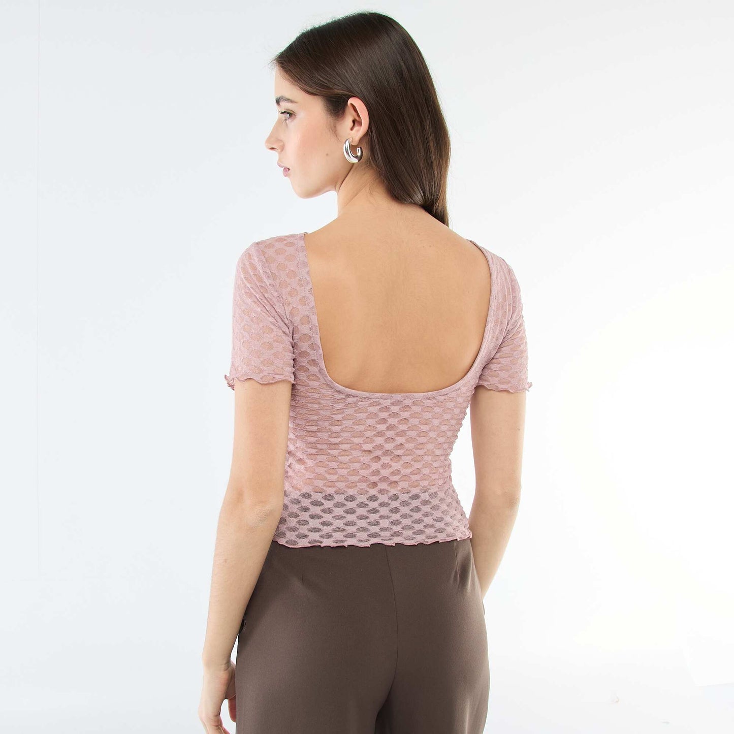 Tee-shirt en dentelle avec dos échancré ROSE