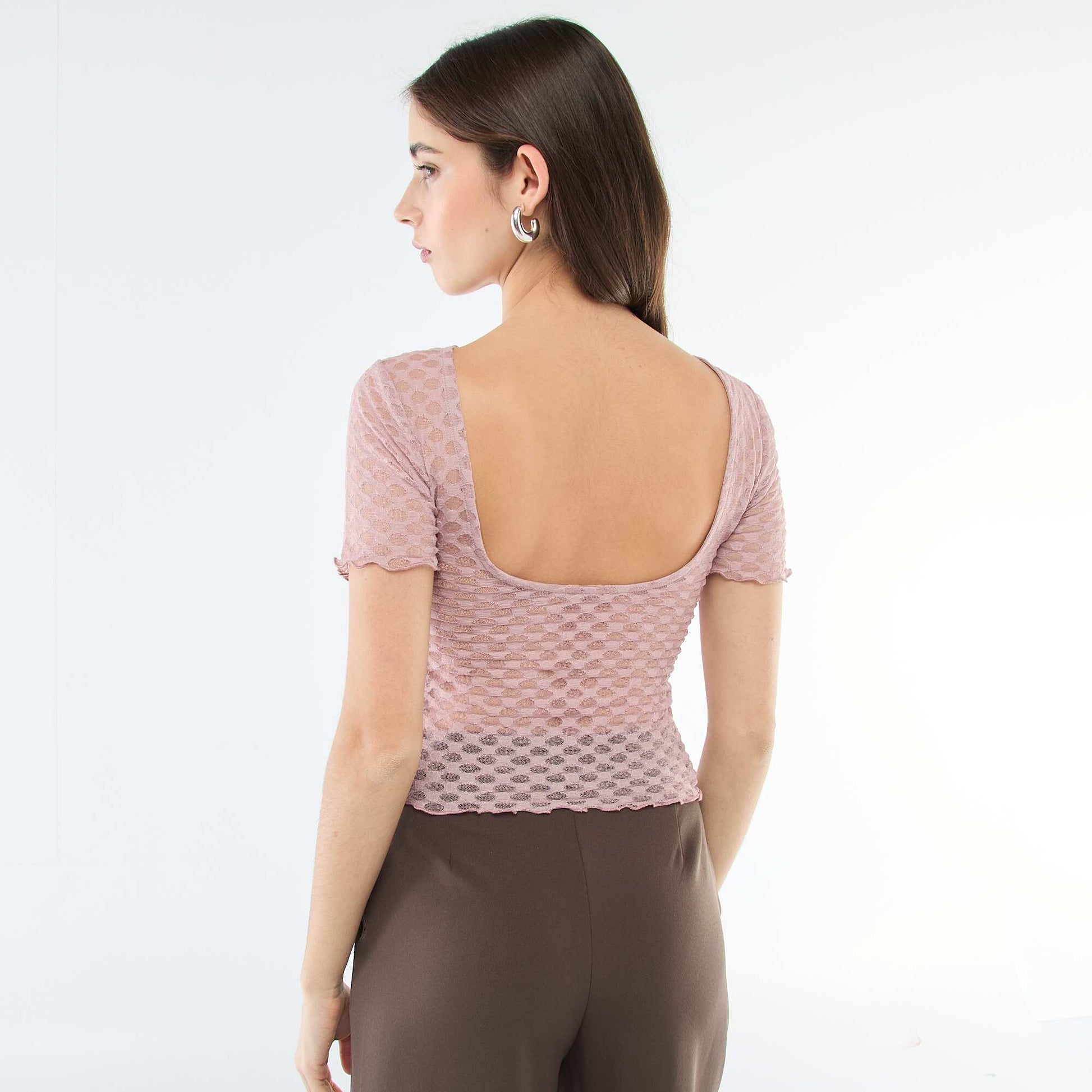 Tee-shirt en dentelle avec dos échancré ROSE