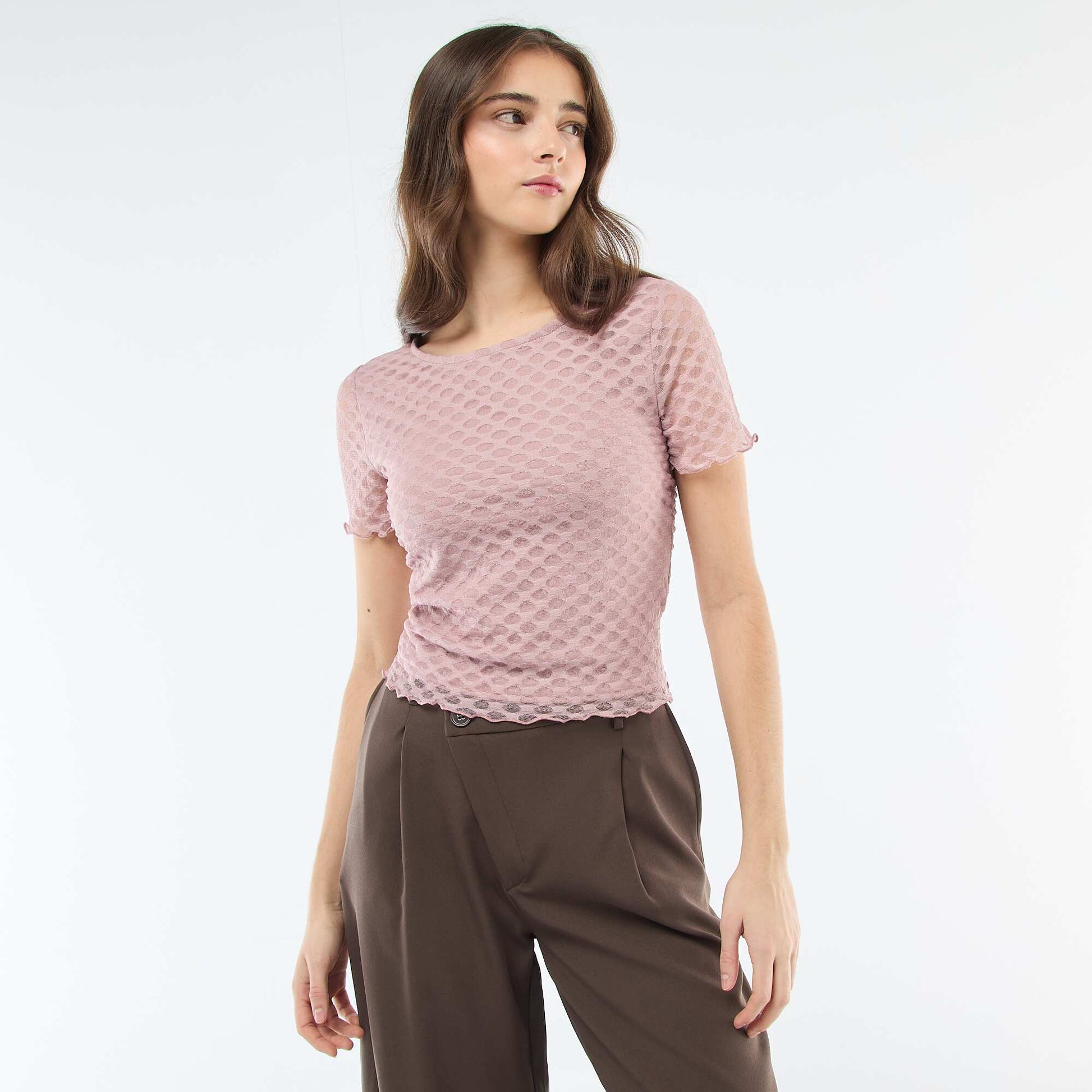 Tee-shirt en dentelle avec dos échancré ROSE