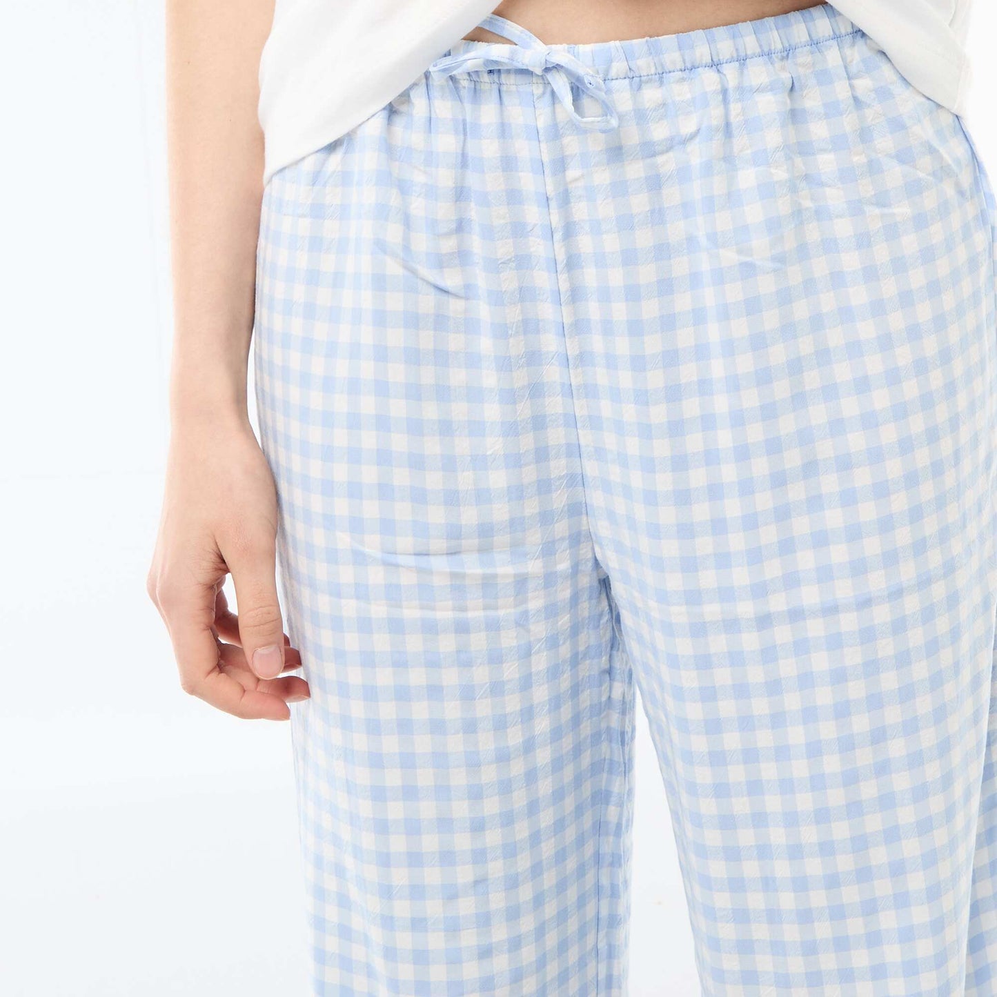 Ensemble pyjama long t-shirt + pantalon à carreaux -  2 pièces BLEU