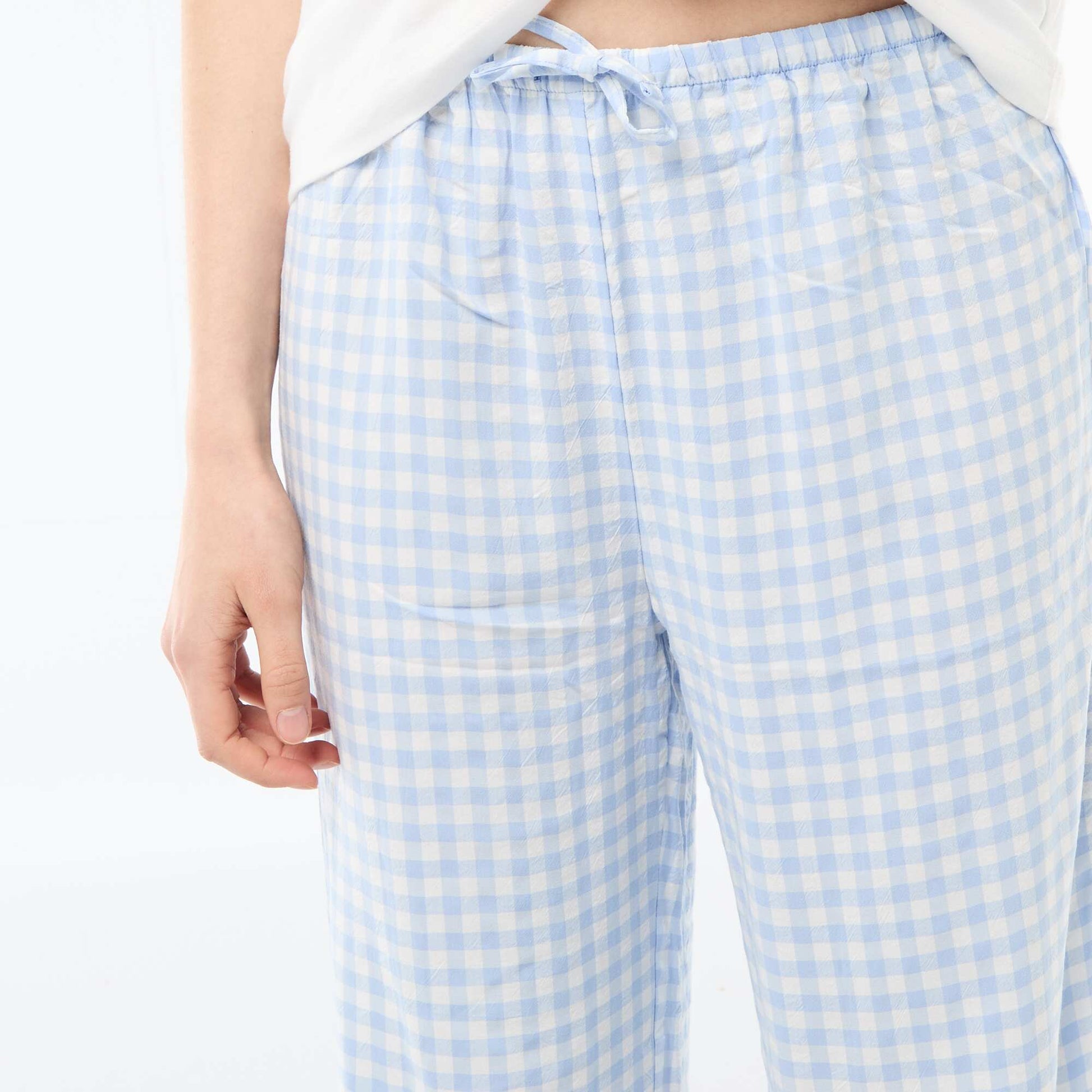 Ensemble pyjama long t-shirt + pantalon à carreaux -  2 pièces BLEU