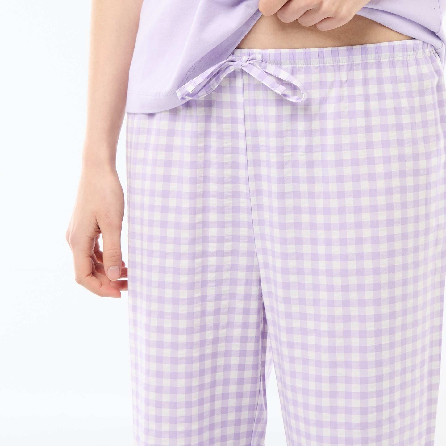 Ensemble pyjama long t-shirt + pantalon à carreaux -  2 pièces VIOLET