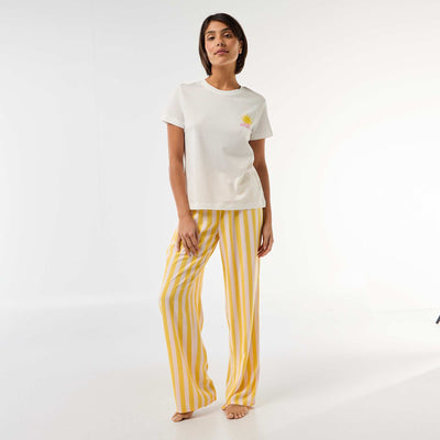 Pyjama long imprimé - 2 pièces JAUNE