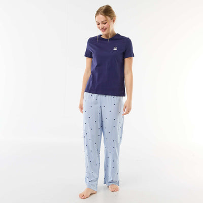 Pyjama long imprimé - 2 pièces BLEU