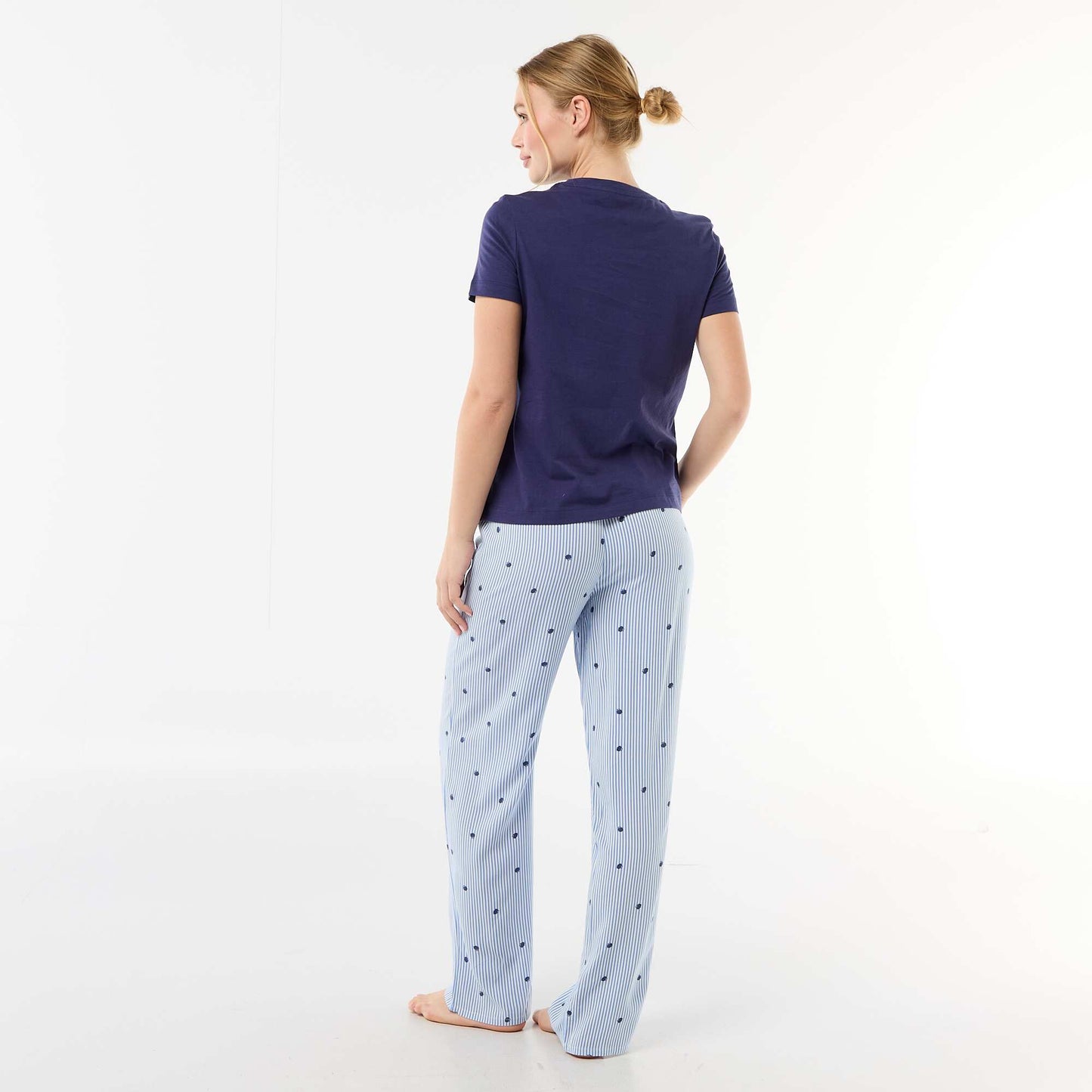 Pyjama long imprimé - 2 pièces BLEU
