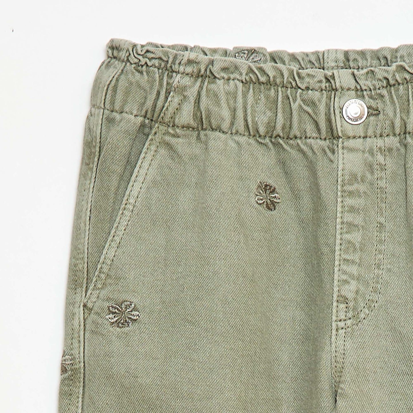 Jean wide leg à motif brodé KAKI