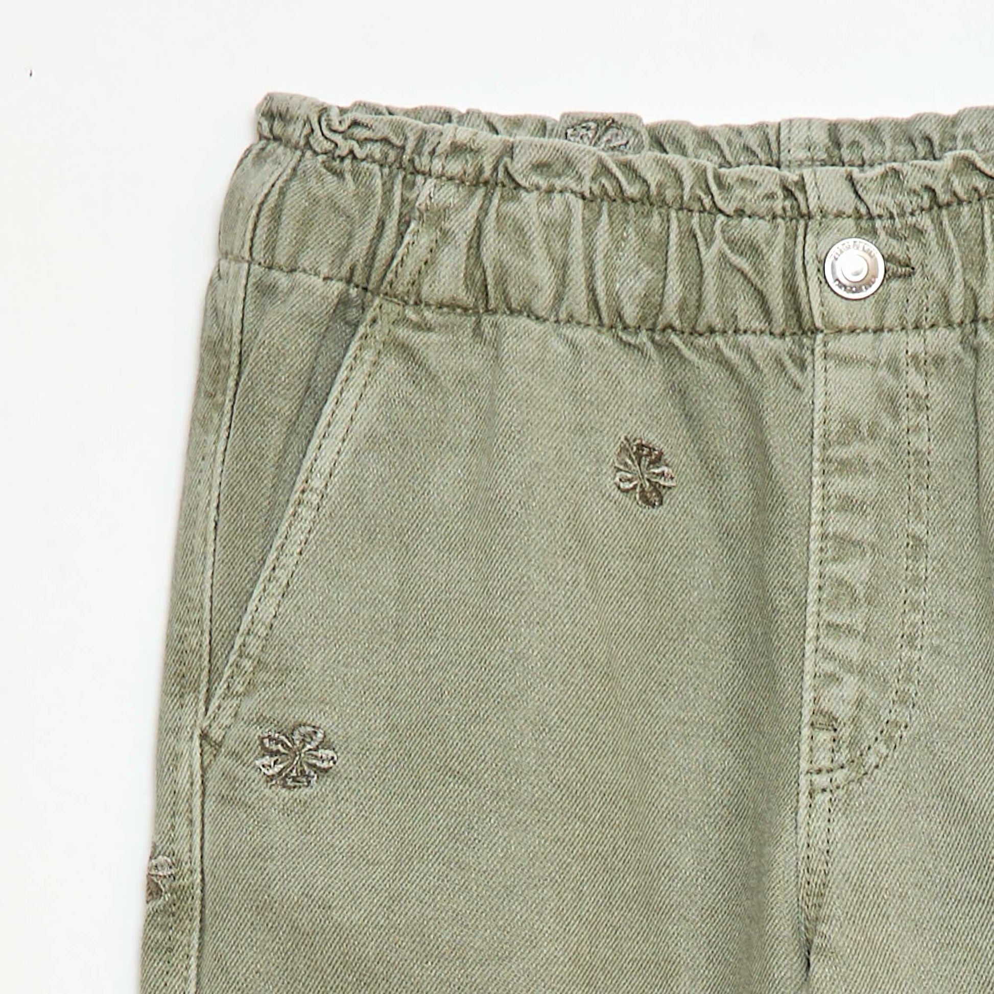 Jean wide leg à motif brodé KAKI