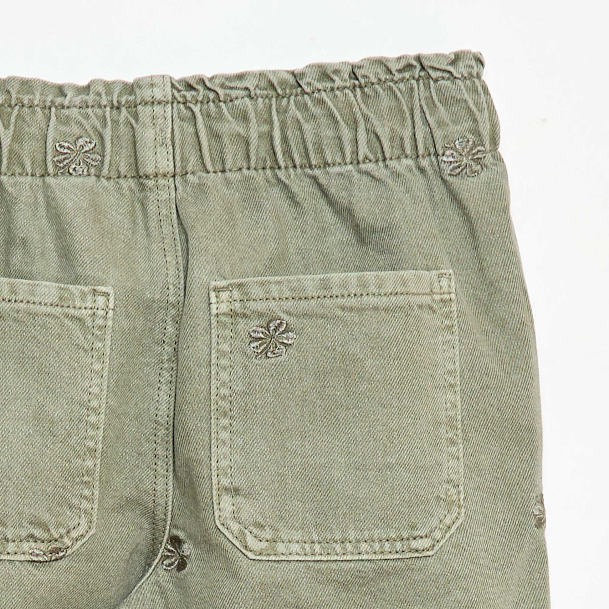 Jean wide leg à motif brodé KAKI
