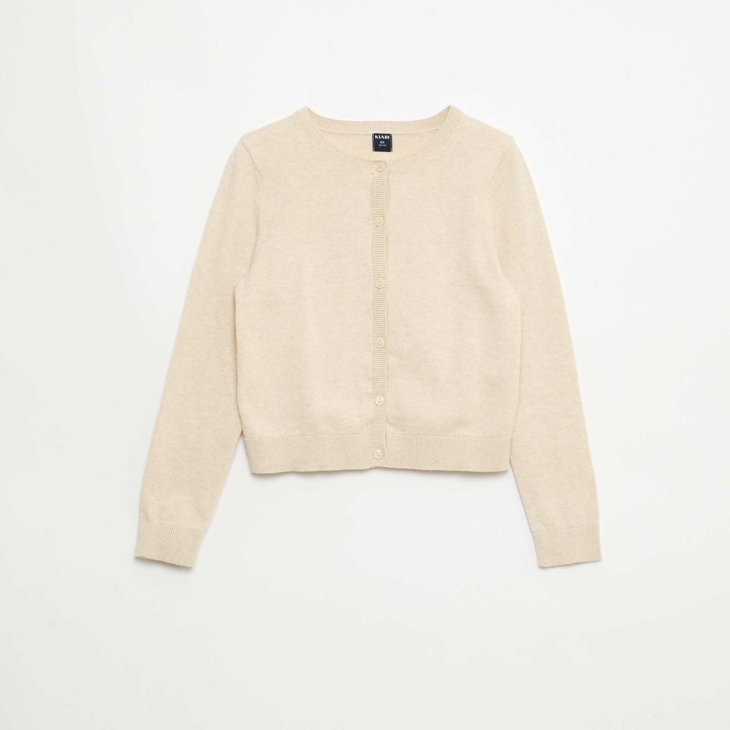 Gilet col rond léger uni BEIGE