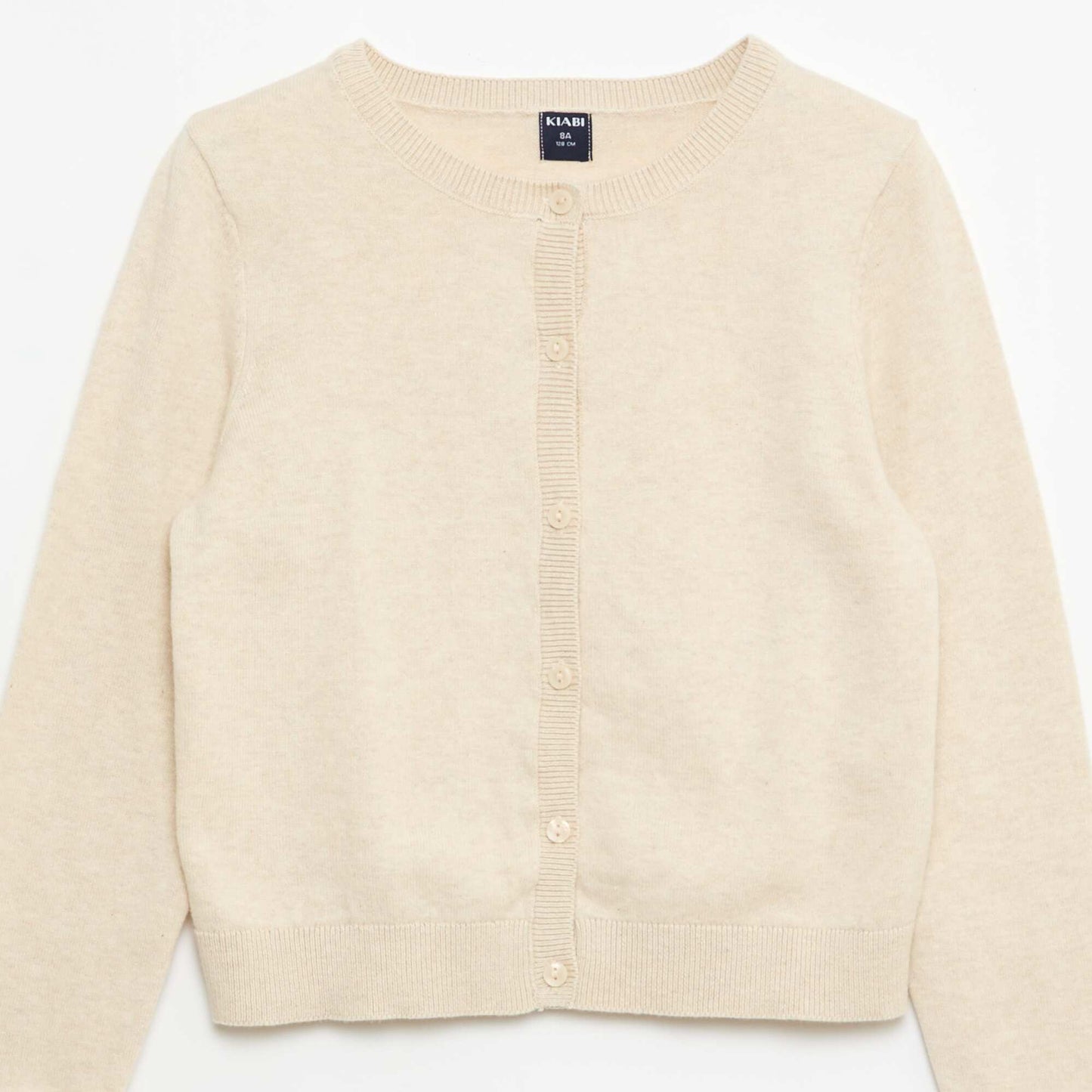 Gilet col rond léger uni BEIGE