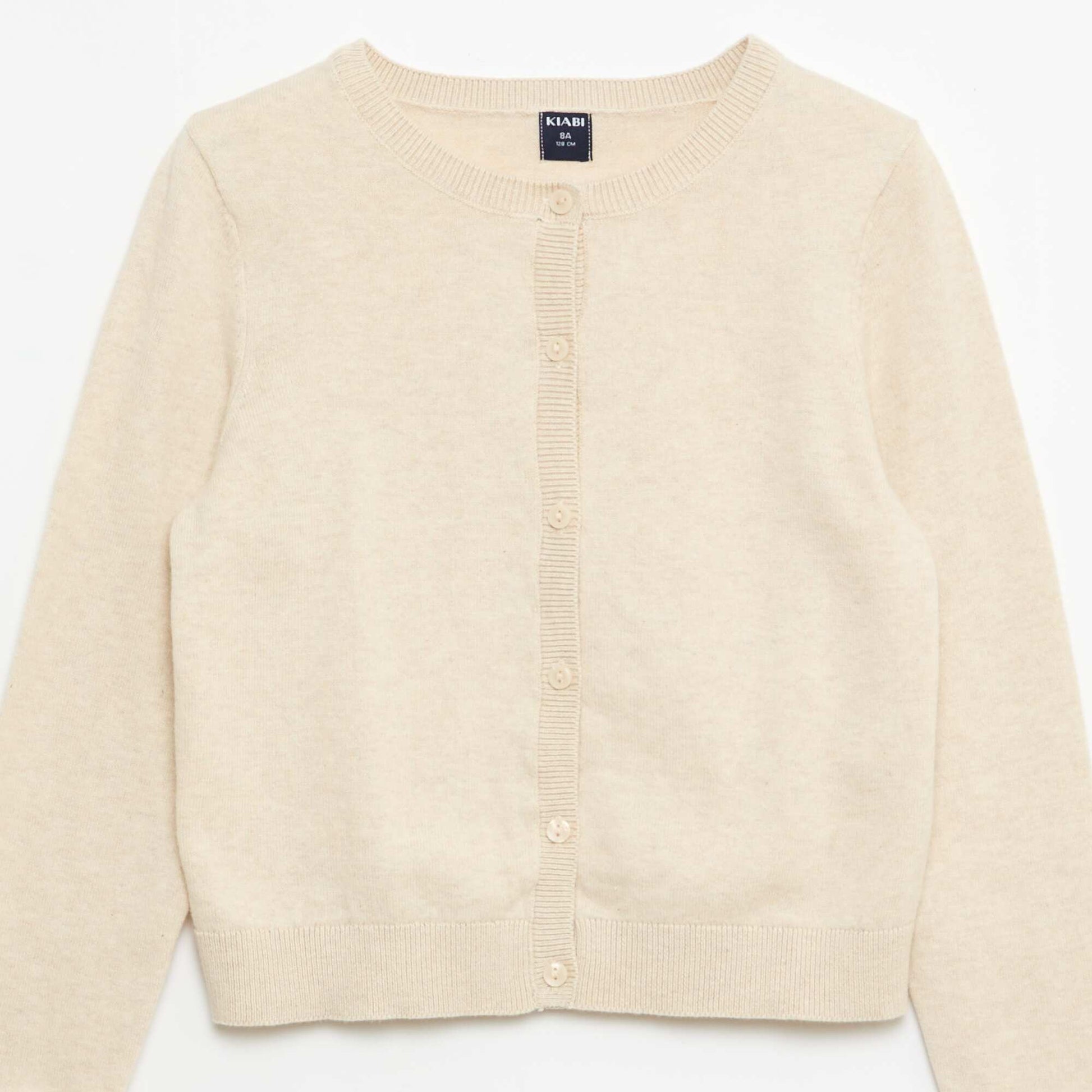 Gilet col rond léger uni BEIGE