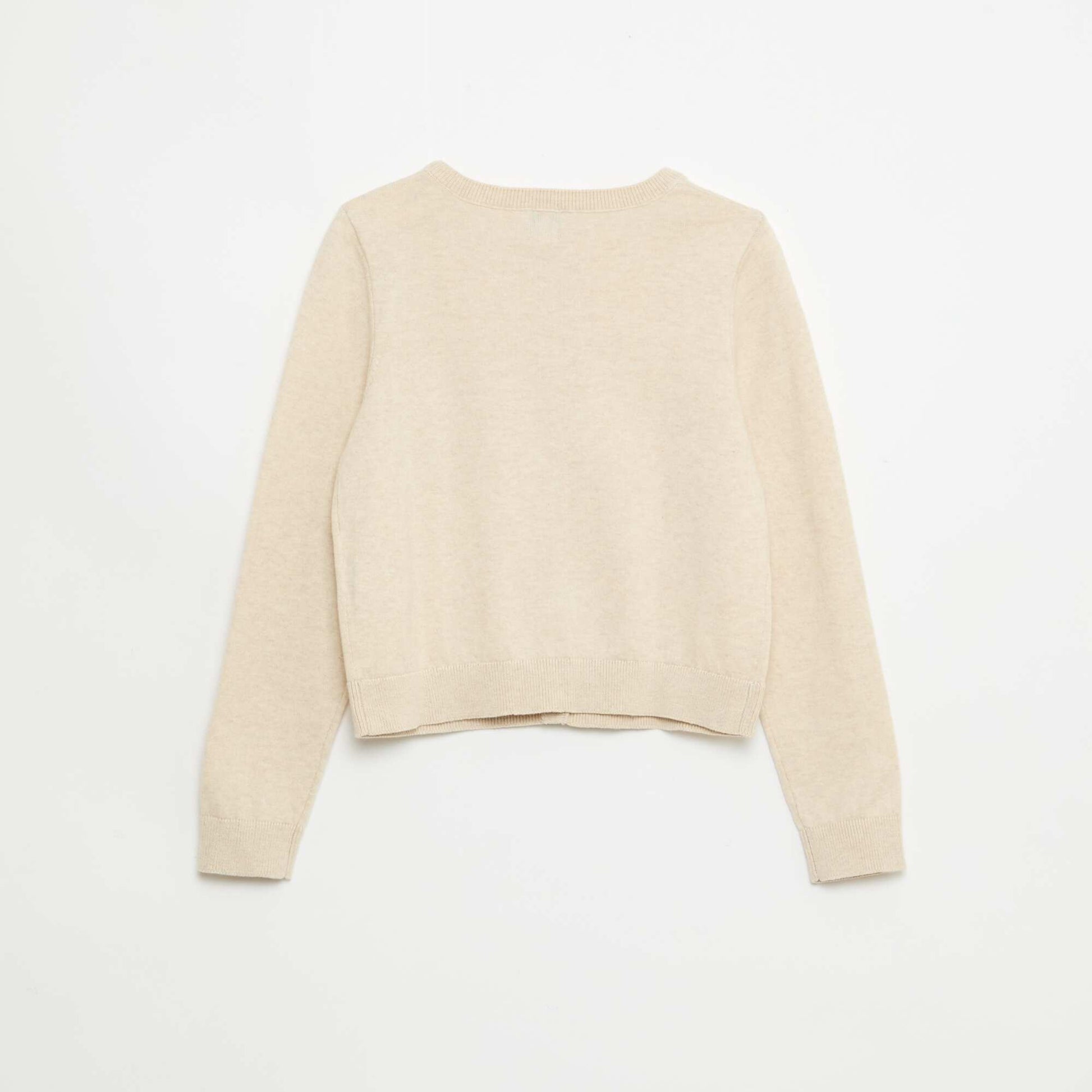 Gilet col rond léger uni BEIGE