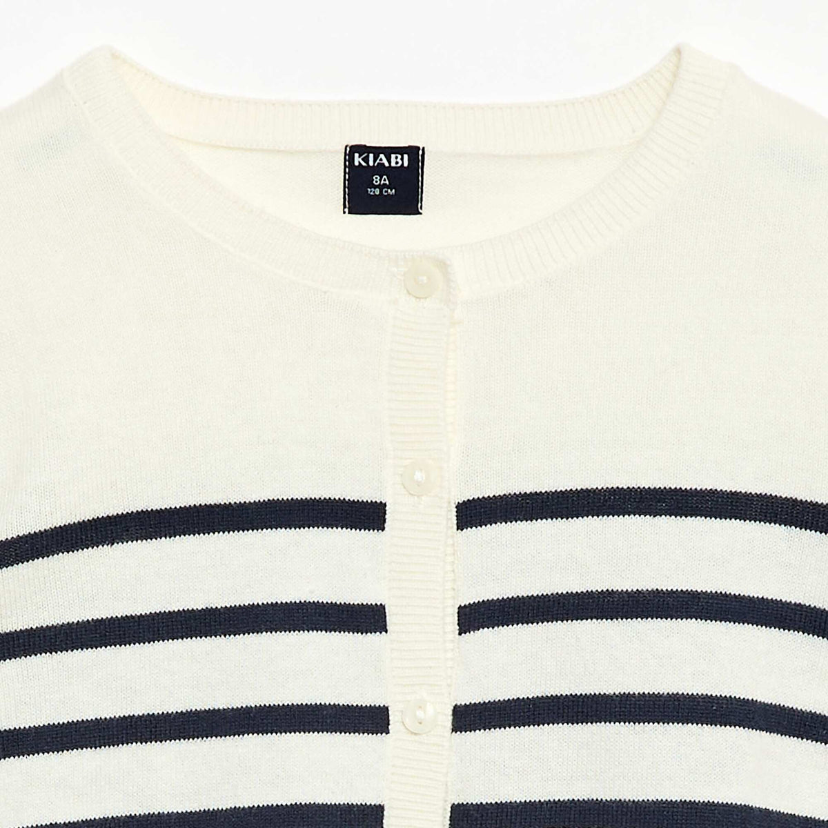 Gilet col rond léger rayé BLEU