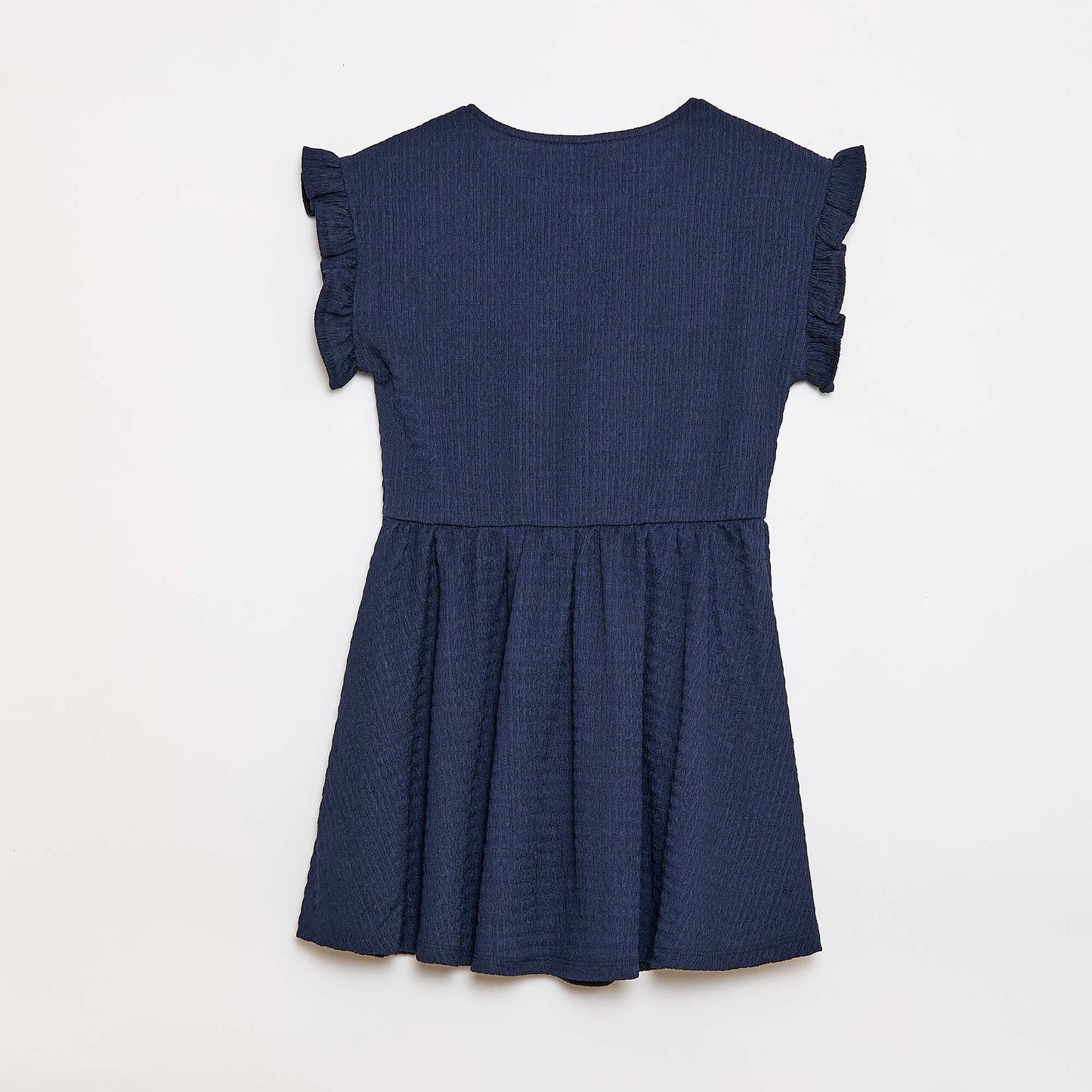 Robe en maille gaufrée boutonnée sur le devant NOIR